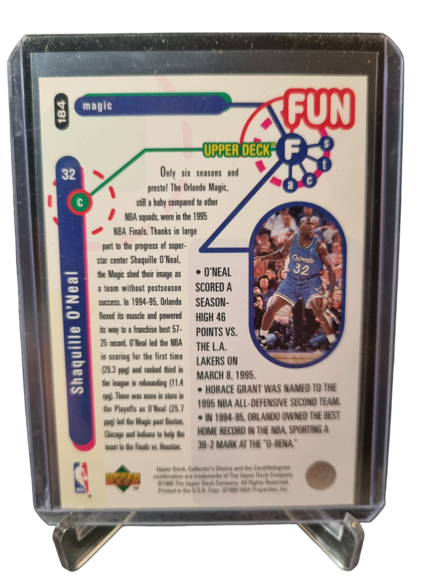 1995 Upper Deck #184 Shaquille O'Neal Fun Facts