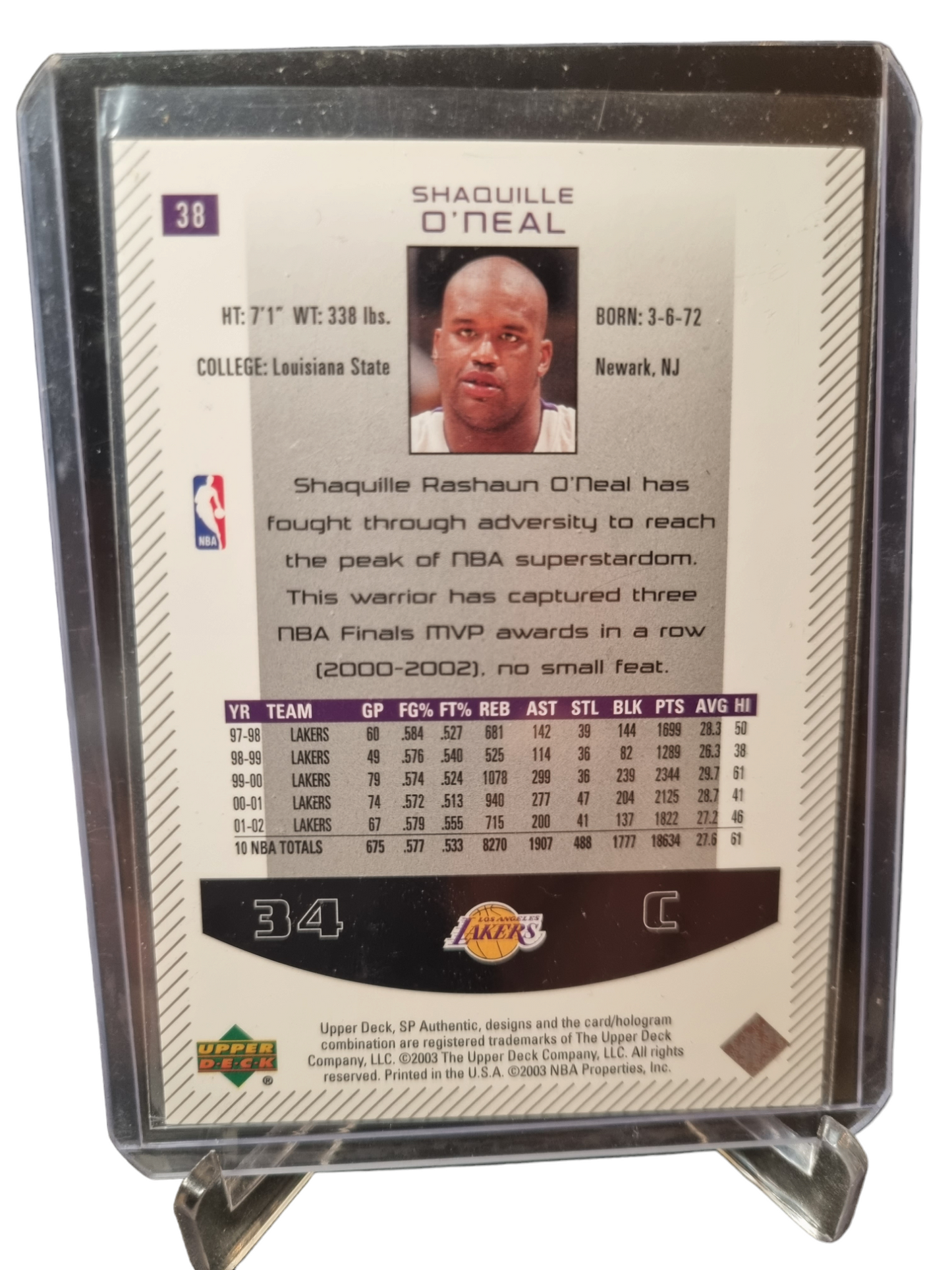 2003 Upper Deck #38 Shaquille O'Neal SP Authentic