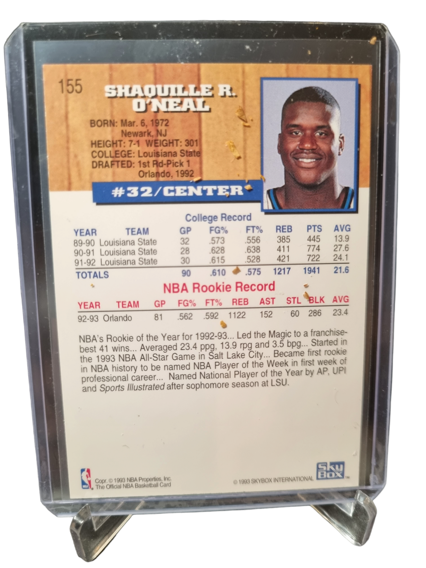 1993 Skybox #155 Shaquille O'Neal