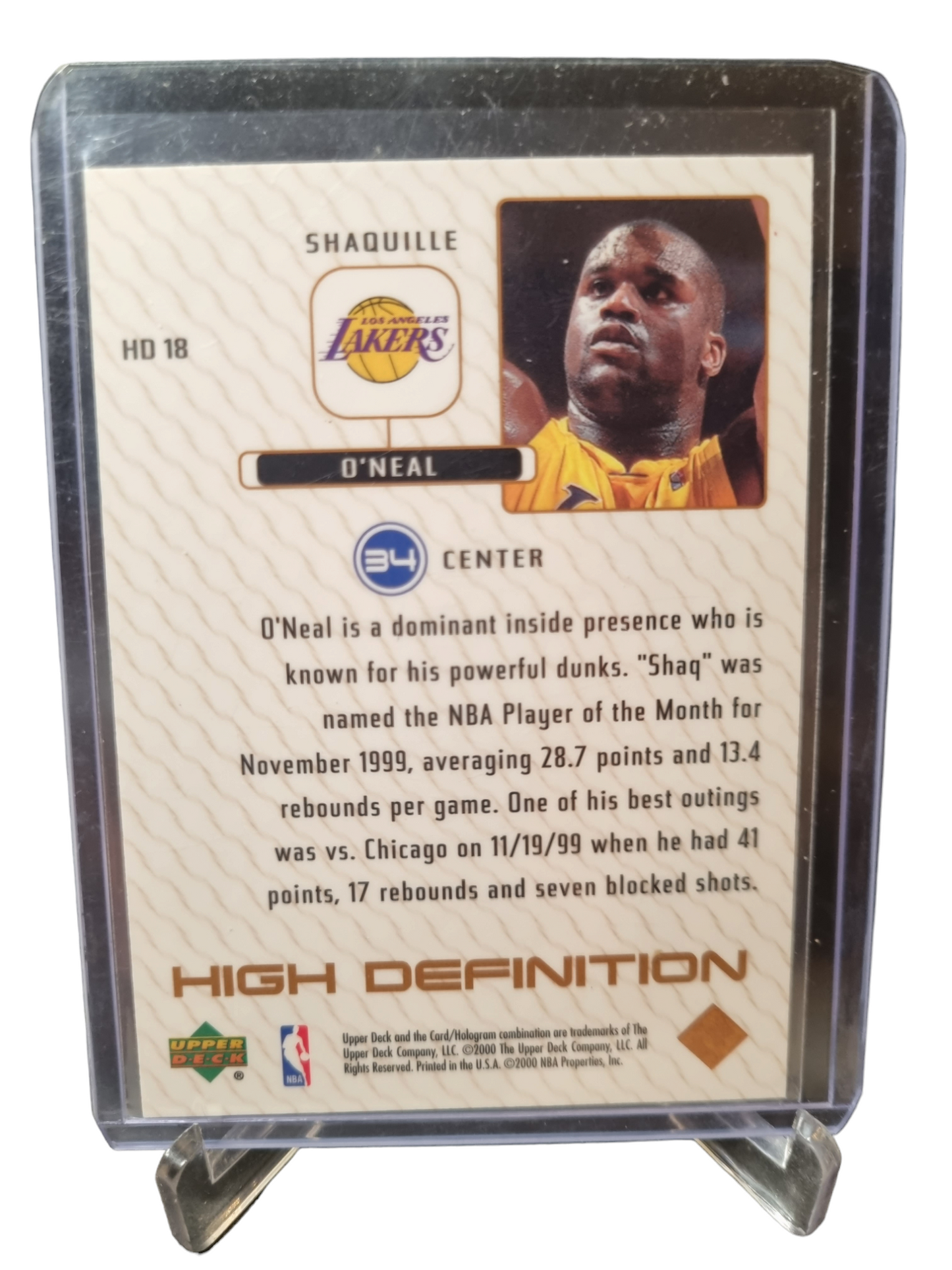 2000-Upper Deck #HD 18 Shaquille O'Neal High Definition