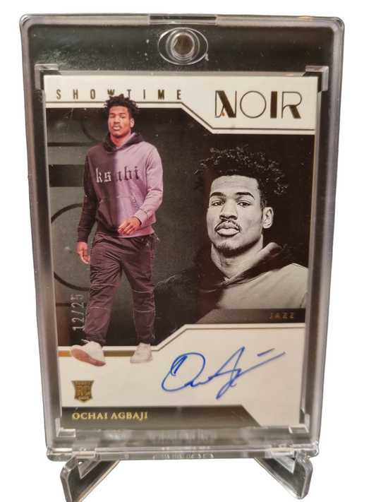 2022-23 Panini Noir #SHW-OHC Ochai Agbaji Rookie Card Showtime Autograph On Card 12/25