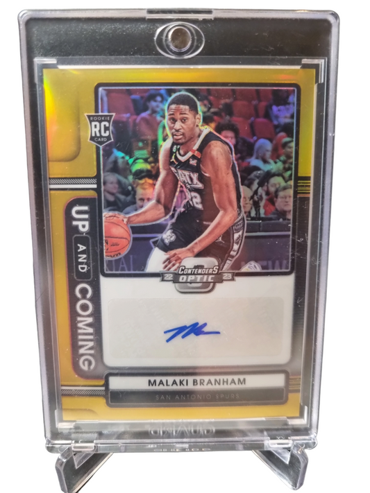 2022-23 Panini Contenders Optic #UCA-MBH Malaki Branham Up And Coming Autograph Gold 03/10