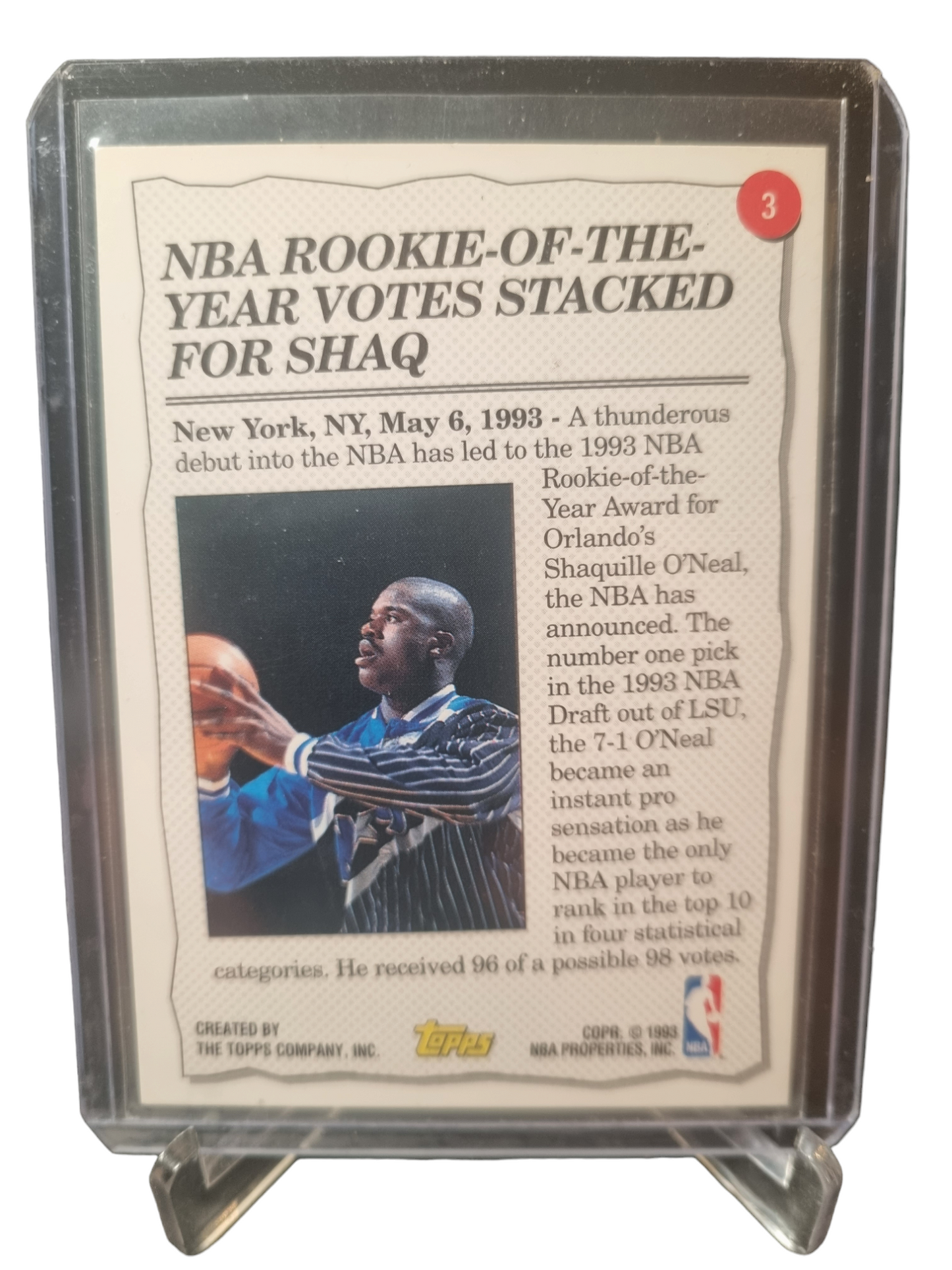 1993 Topps #3 Shaquille O'Neal 1992 93 Highlight