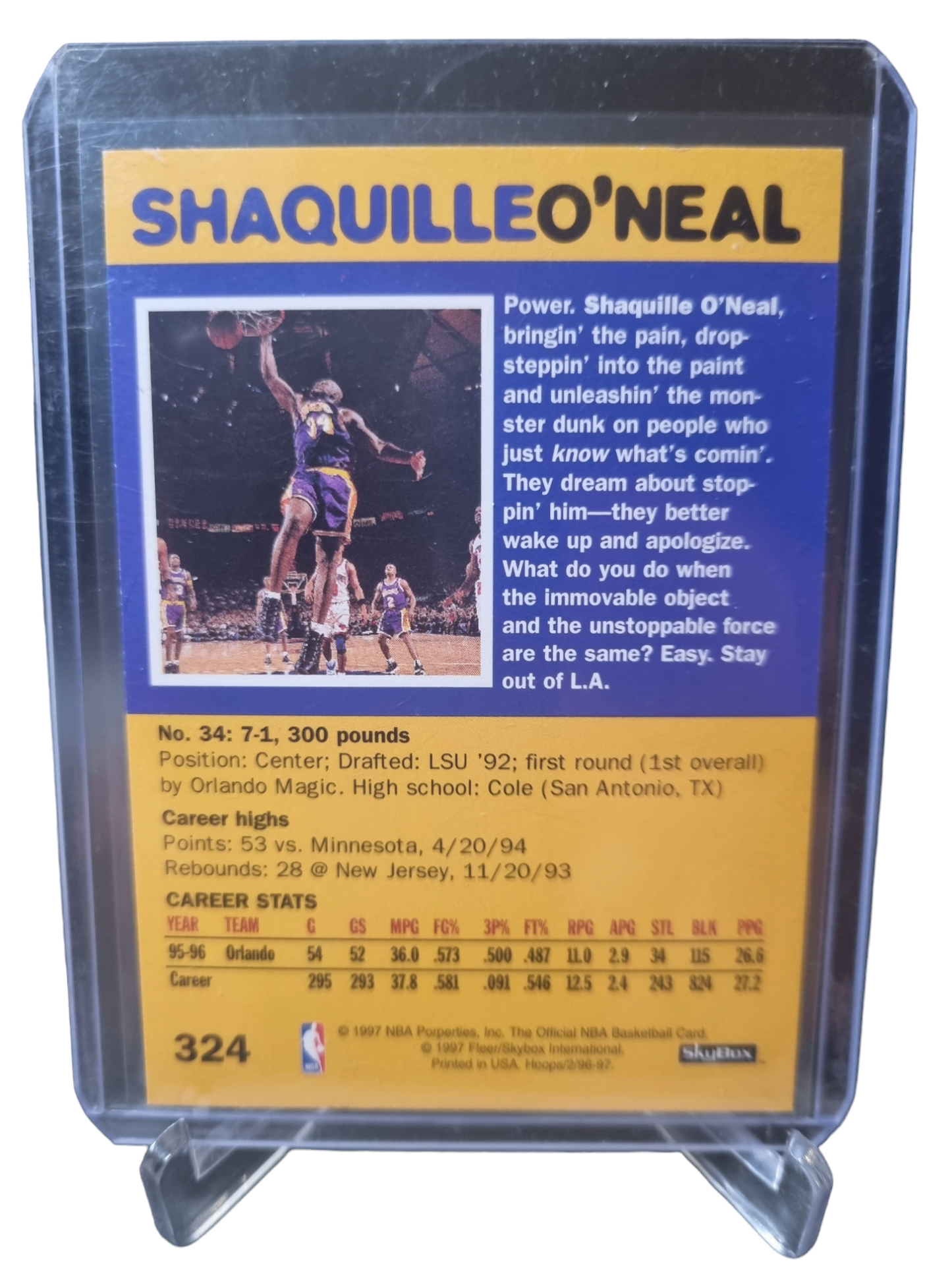 1997 Skybox #324 Shaquille O'Neal Slam Big Poppa