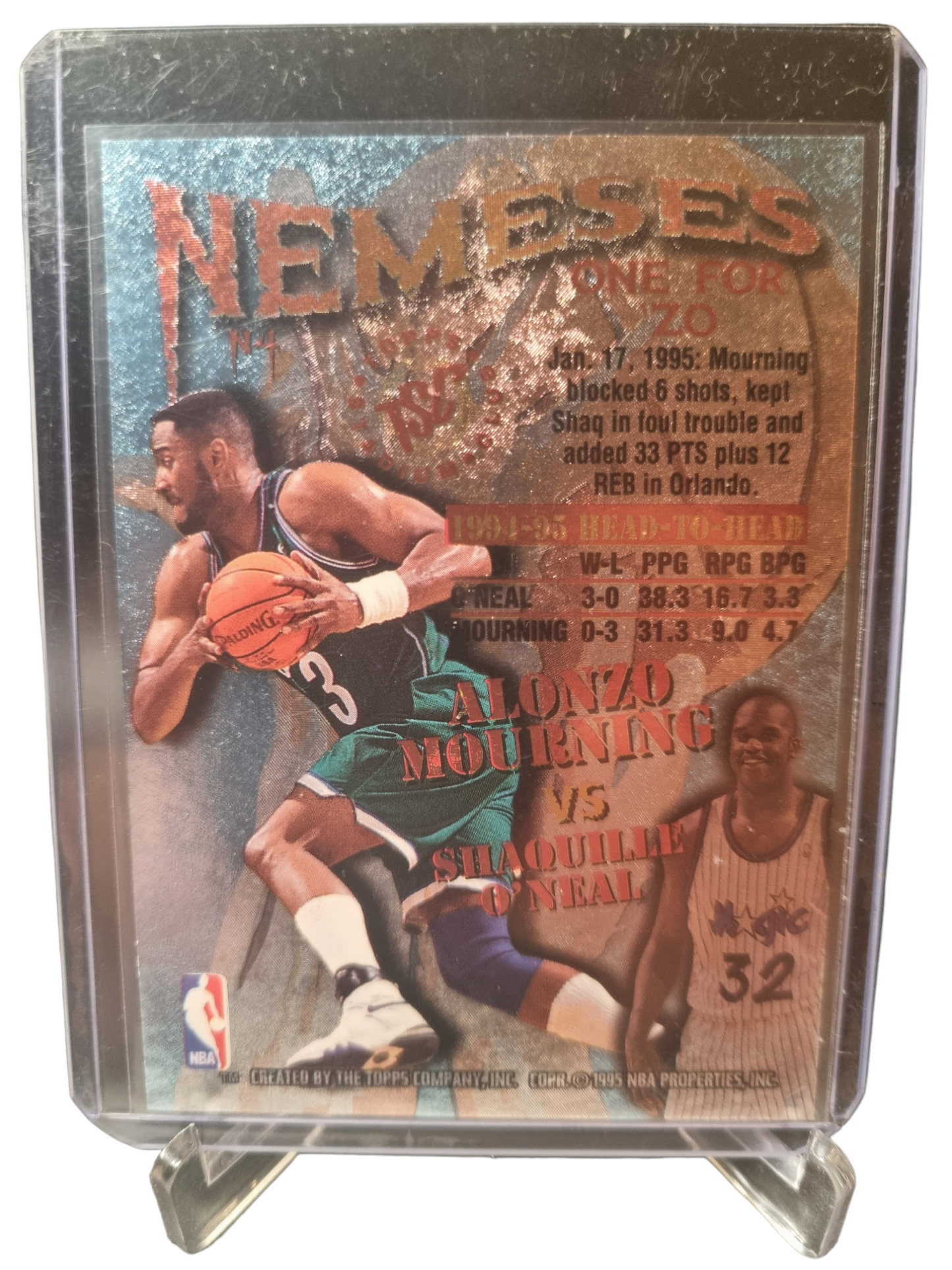 1995 Topps Stadium Club #N4 Shaquille O'Neal/Alonzo Mourning Nemeses