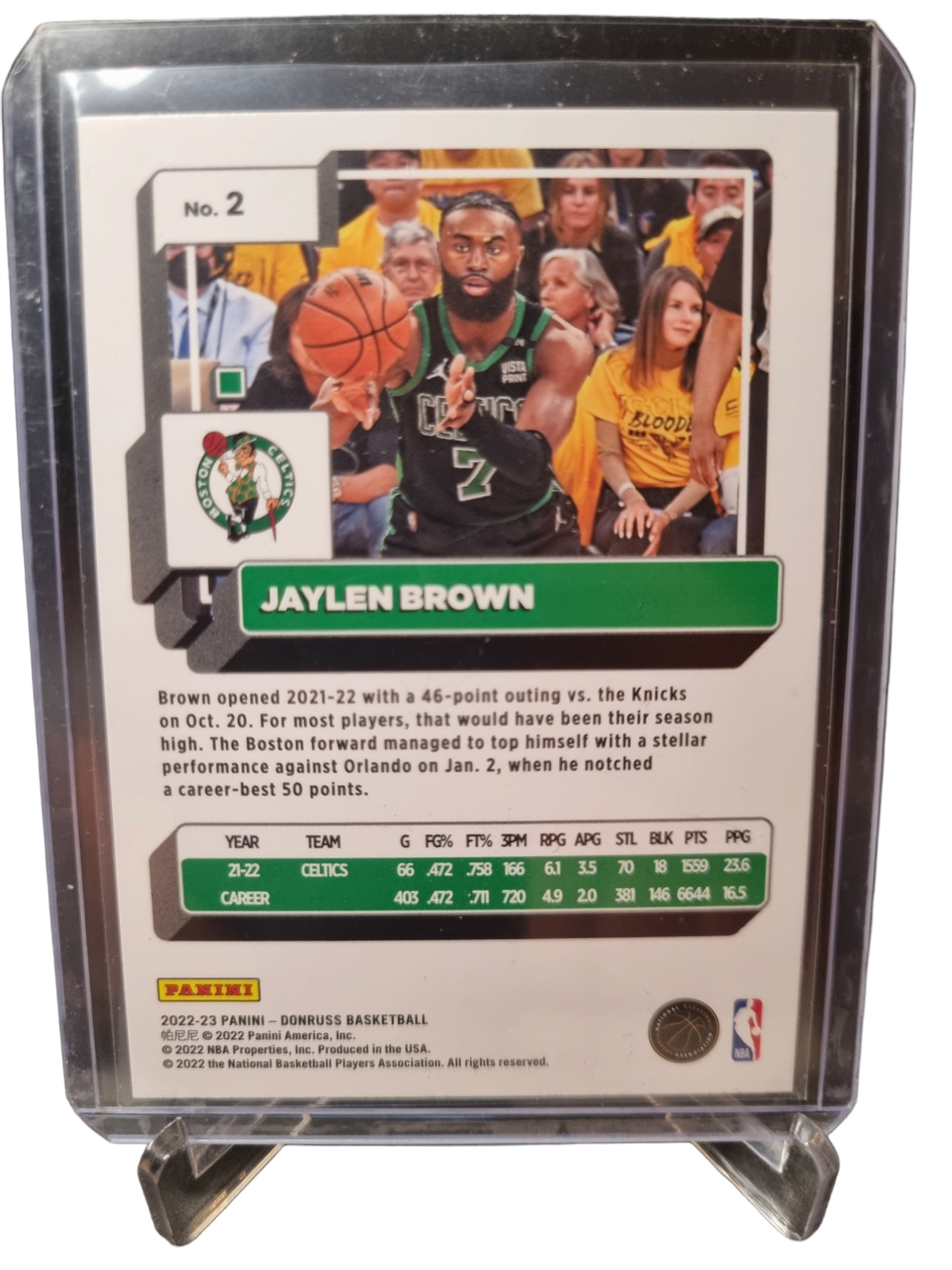 2022-23 Panini Donruss #2 Jaylen Brown Green Laser