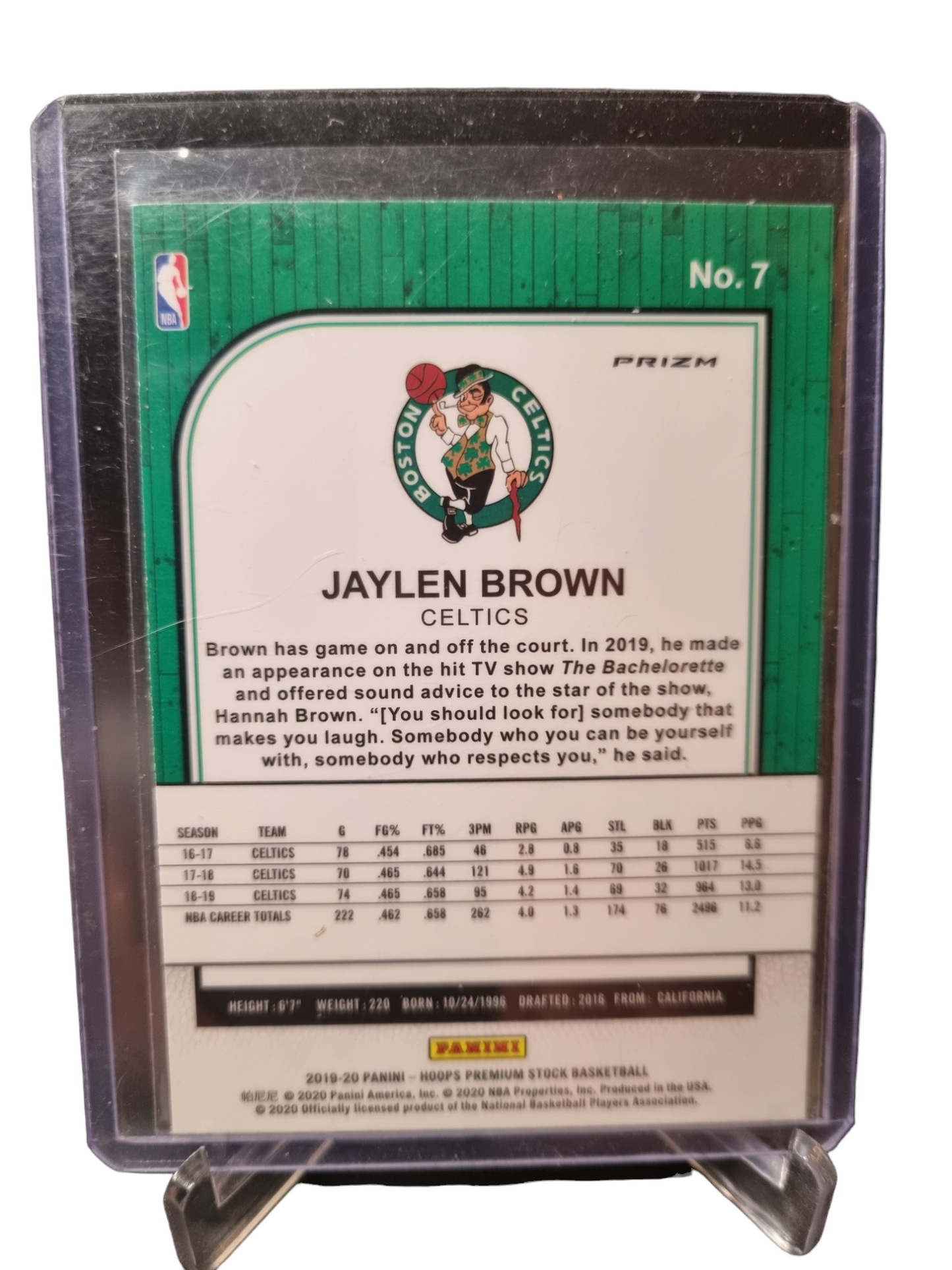 2019-20 Panini Hoops #7 Jaylen Brown Premium Stock Flash Prizm