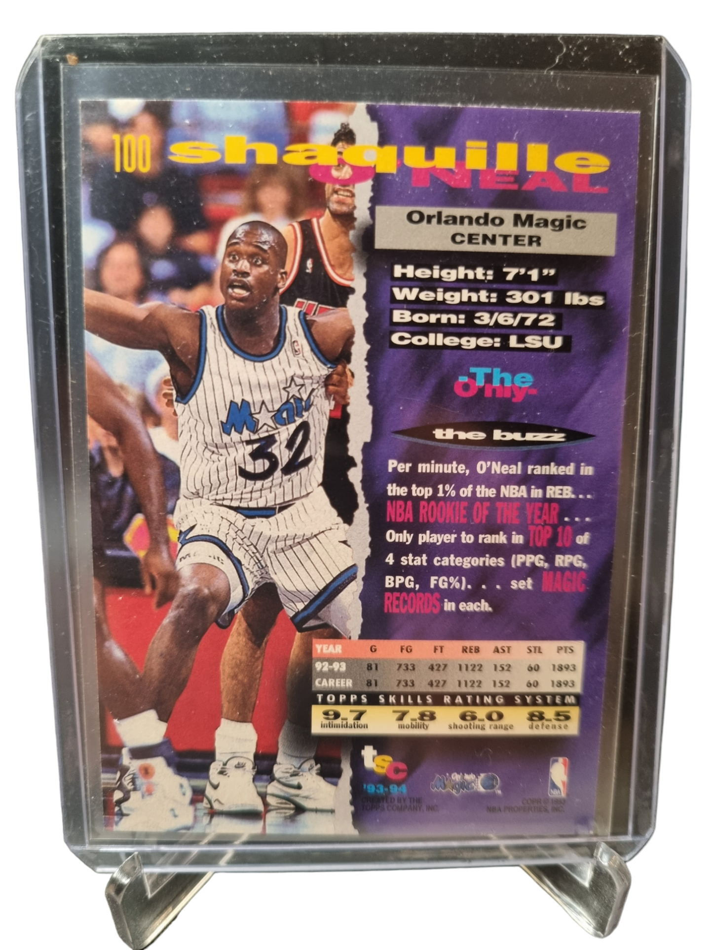 1993-94 Topps Stadium Club #100 Shaquille O'Neal