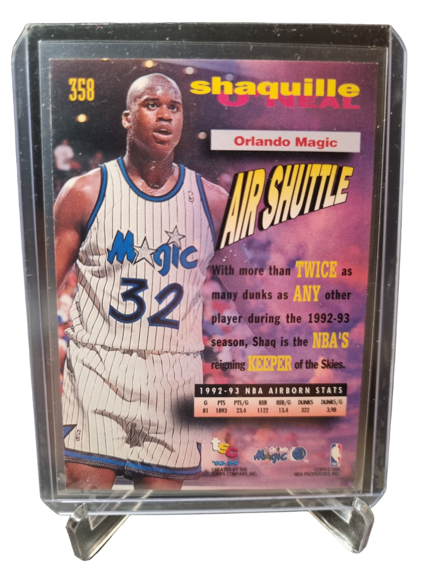 1993-94 Topps Stadium Club #358 Shaquille O'Neal Frequent Flyers