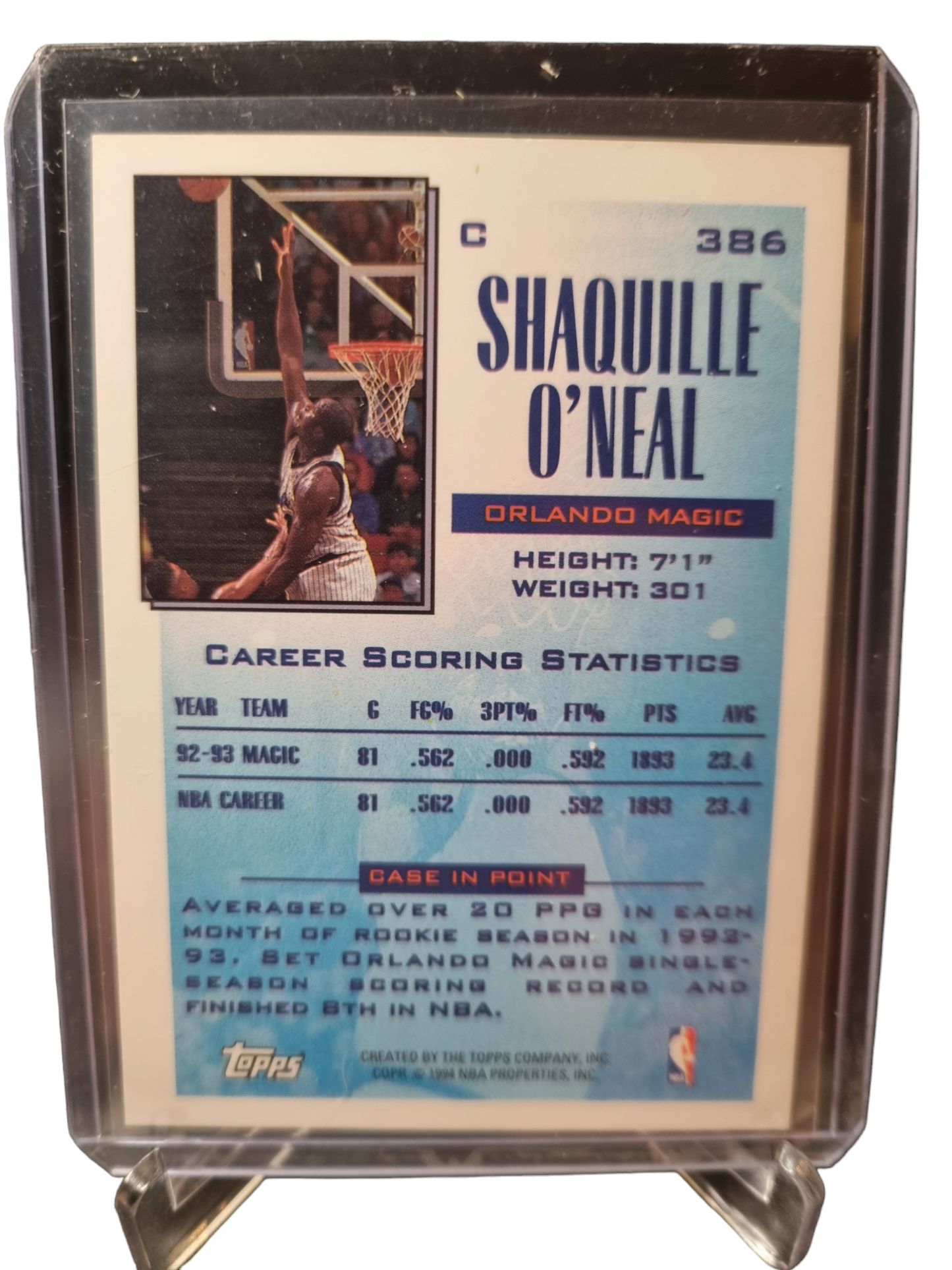 1994 Topps #386 Shaquille O'Neal Future Scoring Leader