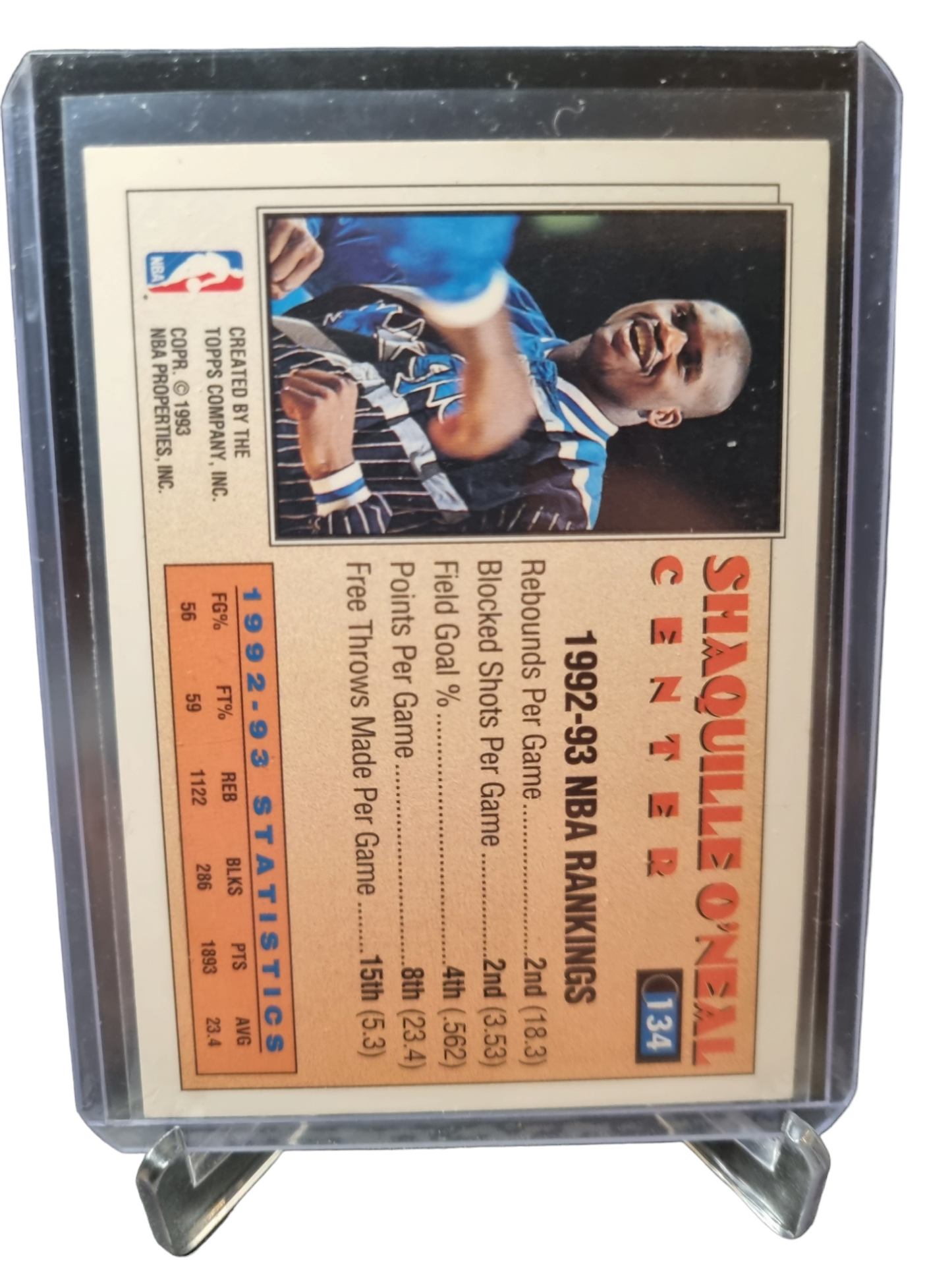 1993 Topps #134 Shaquille O'Neal 1992-93 Topps All-Star Team