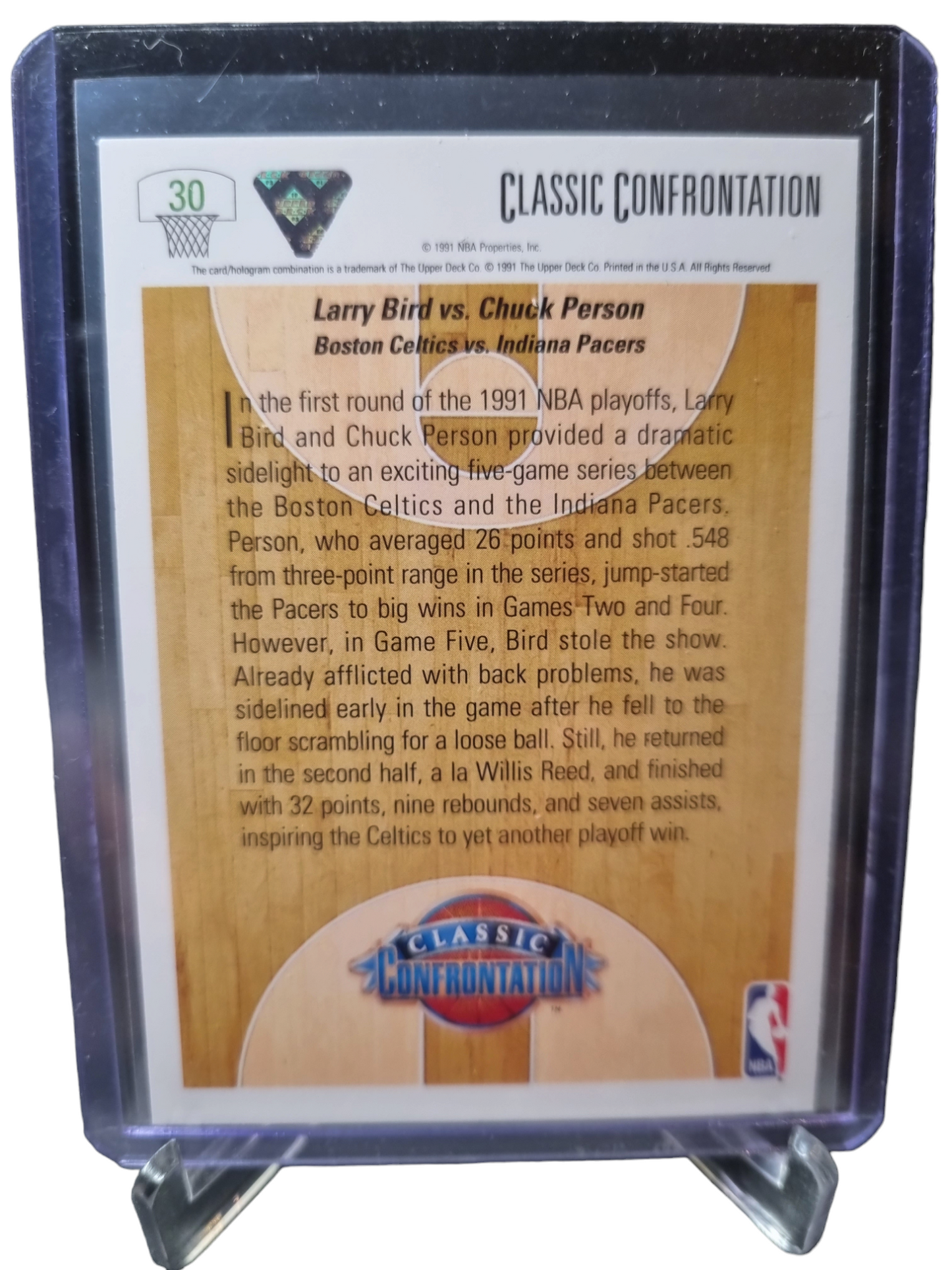 1991 Upper Deck #30 Larry Bird vs Chuck Pearson Classic Confrontation