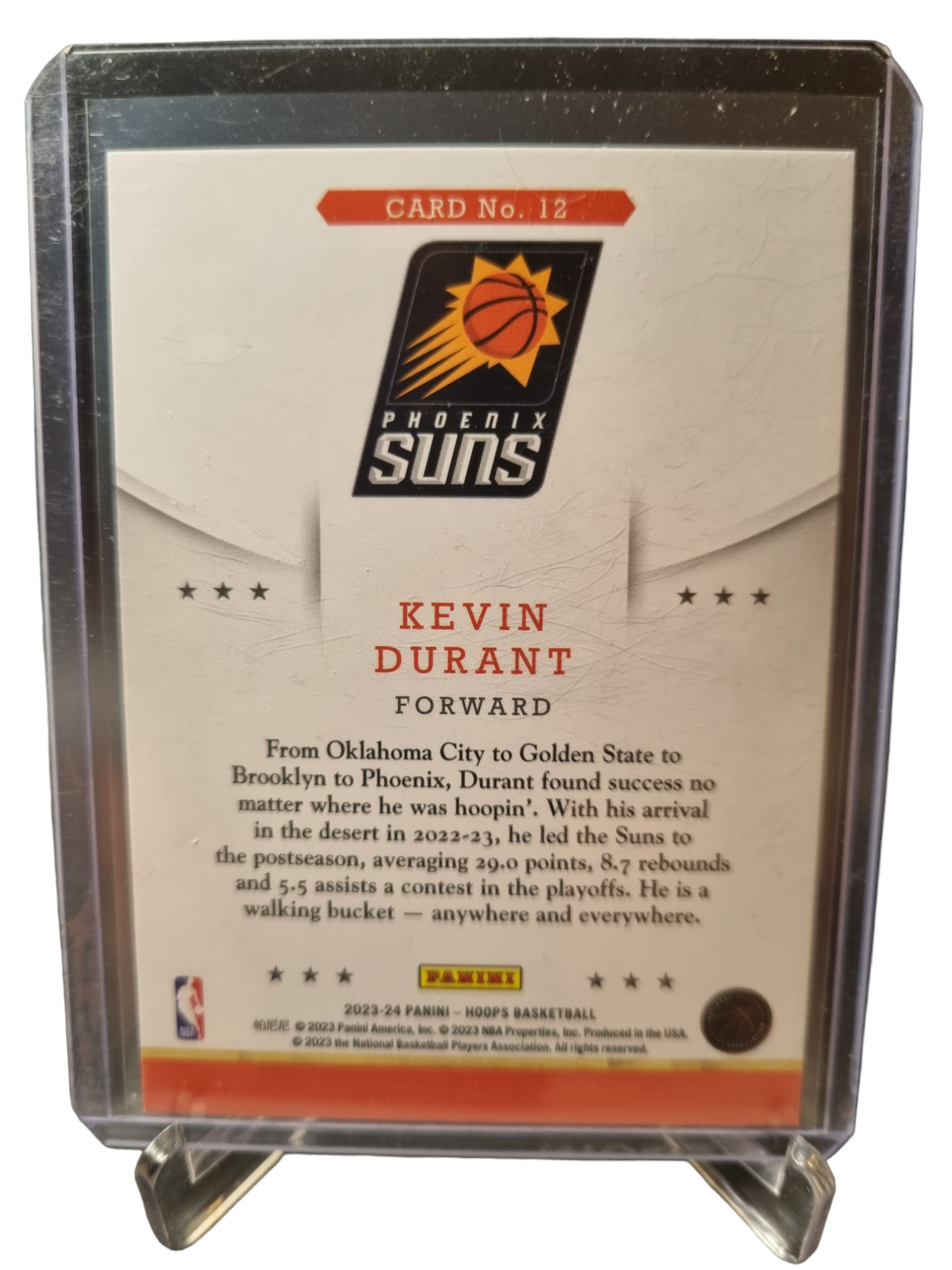 2023-24 Panini Hoops #12 Kevin Durant Throw Back Holo Foil