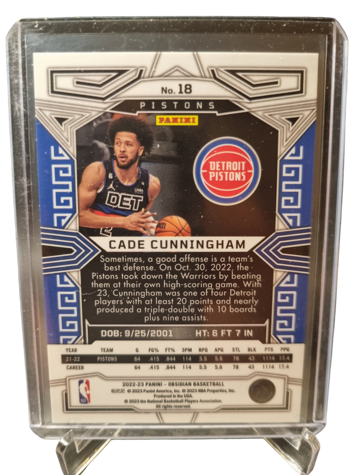 2022-23 Panini Obsidian #18 Cade Cunningham