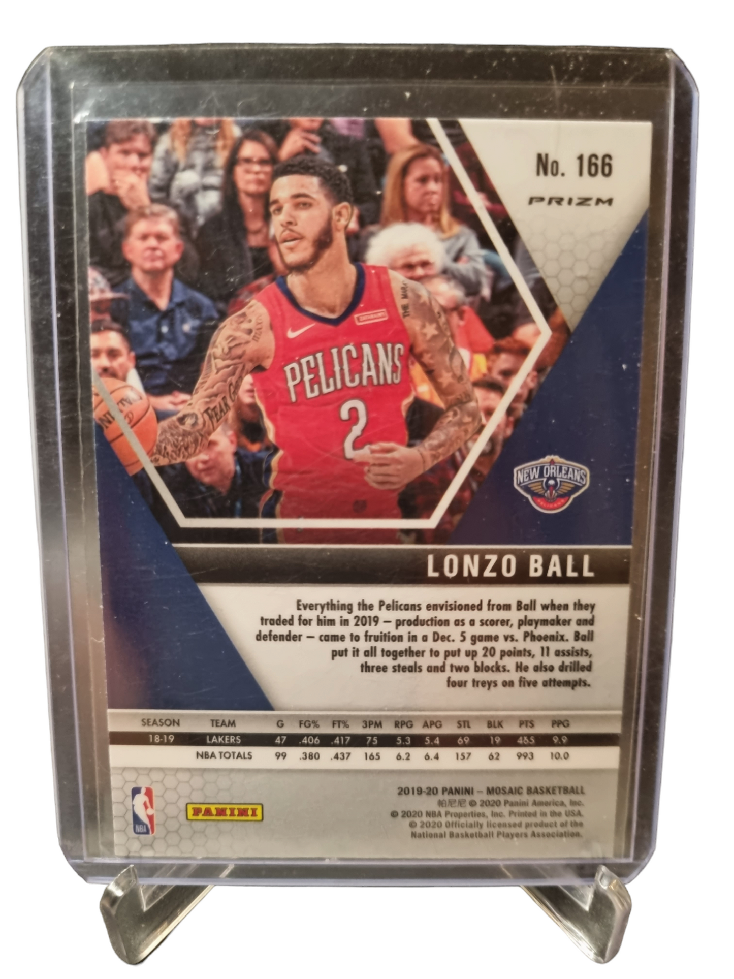 2019-20 Panini Mosaic #166 Lonzo Ball Mosaic Prizm