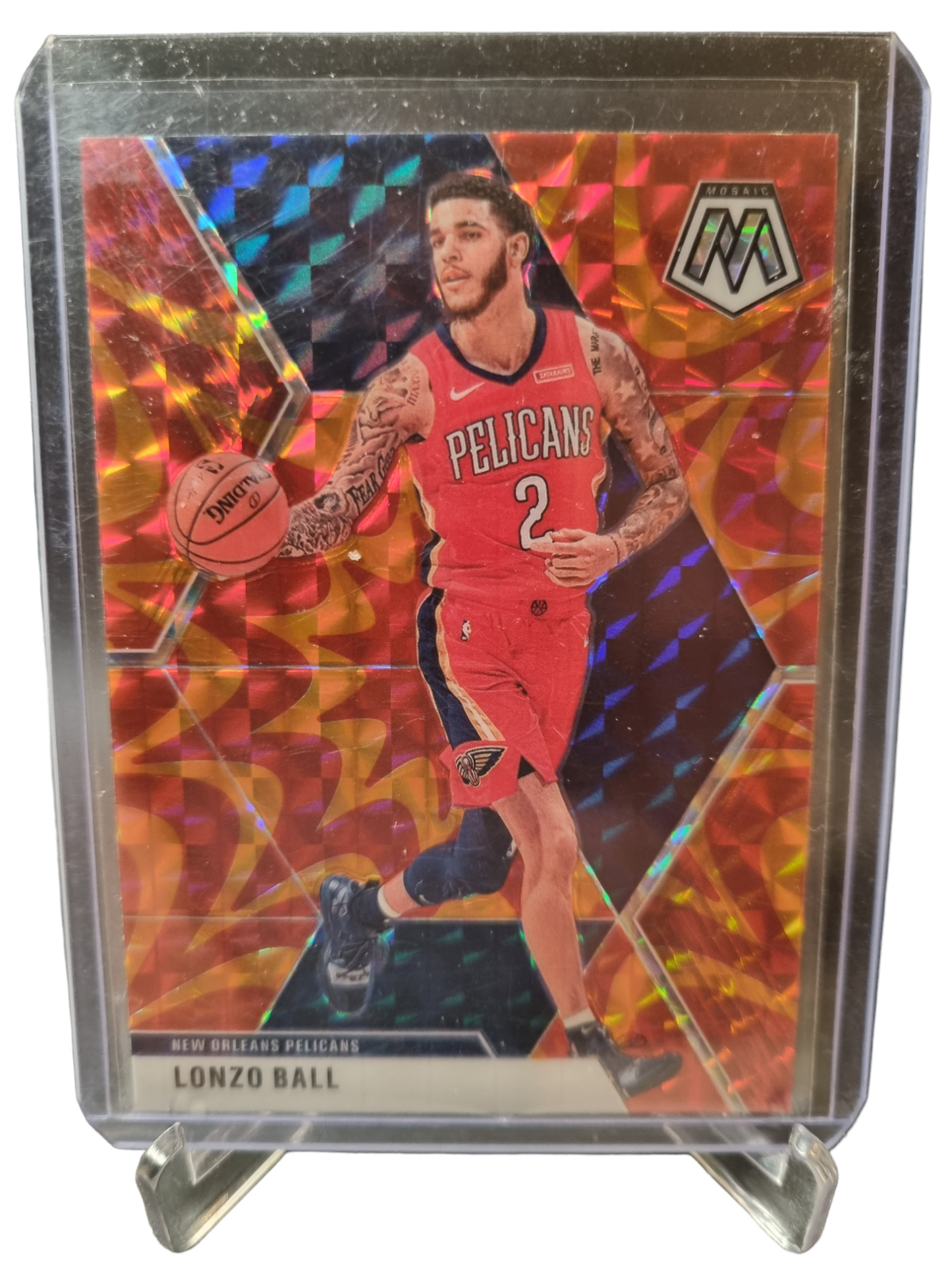 2019-20 Panini Mosaic #166 Lonzo Ball Mosaic Prizm