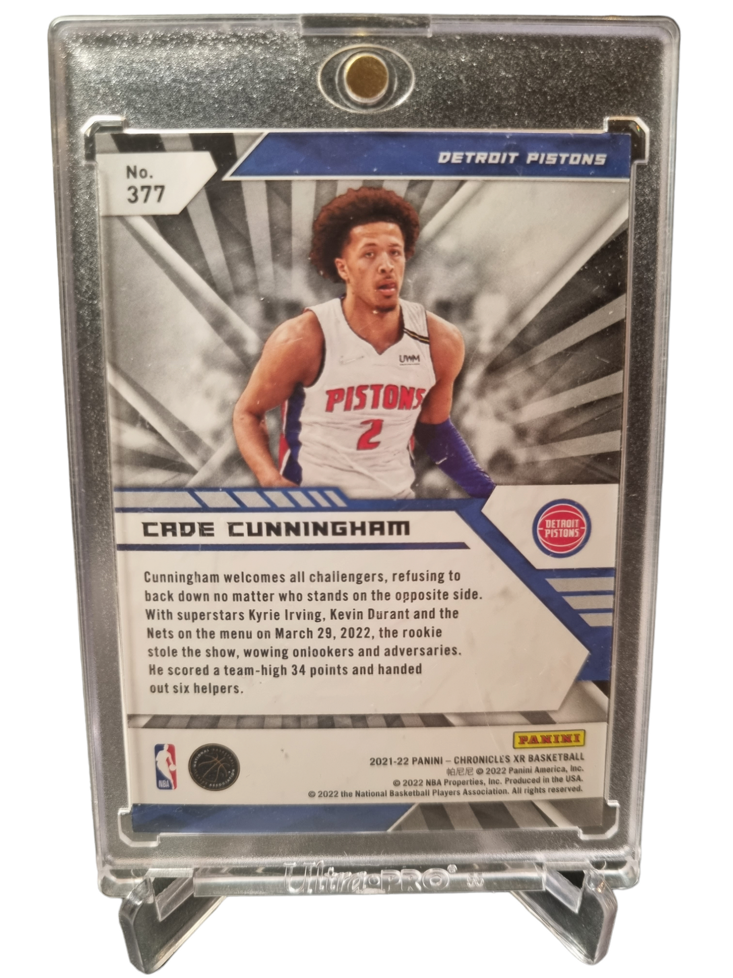 2021-22 Panini Chronicles XR #377 Cade Cunningham Rookie Card 33/75