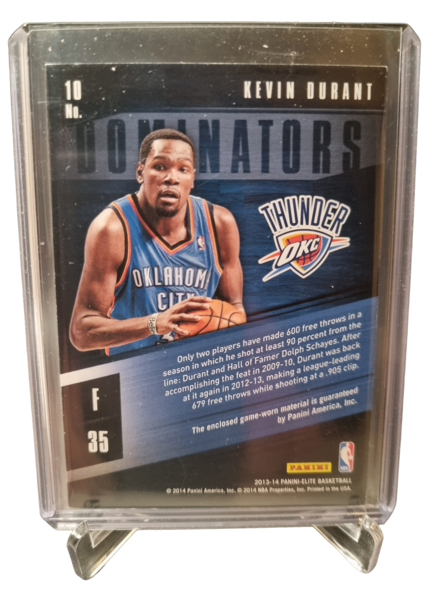 2013-14 Panini Elite #10 Kevin Durant Game Worn Patch