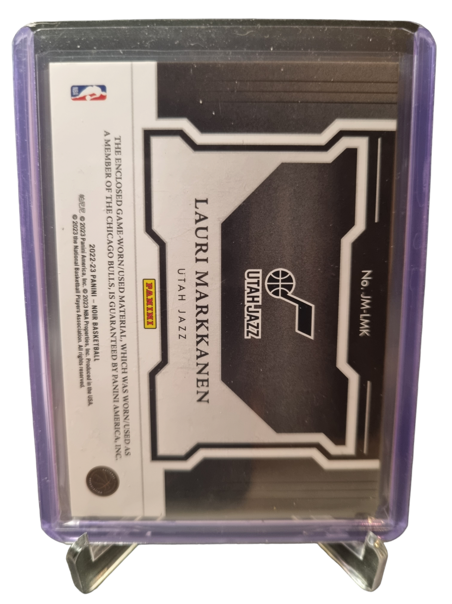 2022-23 Noir #JM-LMK Lauri Markkanen Game Worn Patch 66/99