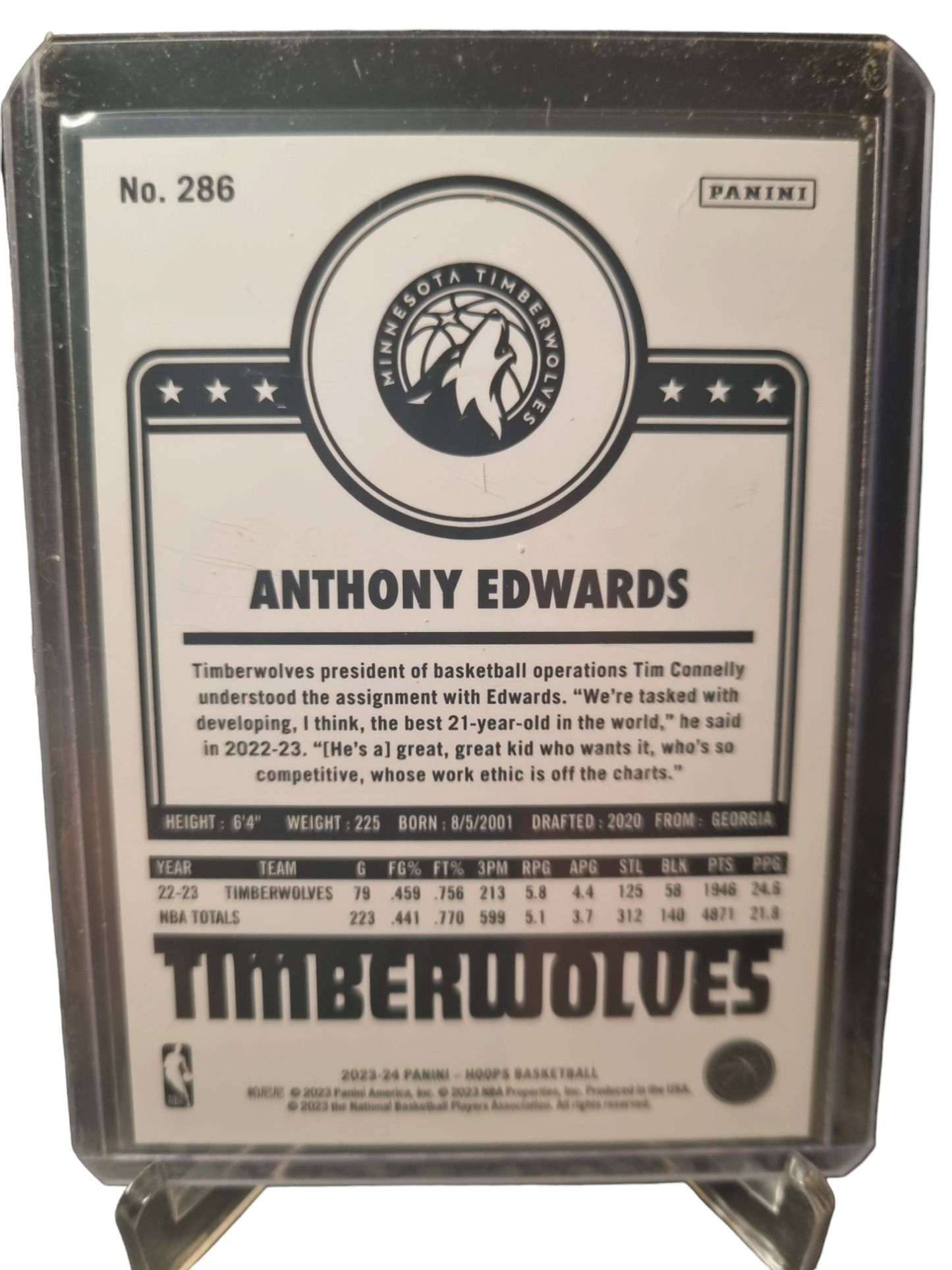 2023-24 Panini Hoops #286 Anthony Edwards Silver 172/199