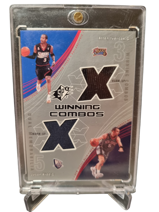 2002 Upper Deck #AI/JK Allen Iverson/Jason Kidd SPX Winning Combos Duel Game Worn Patch