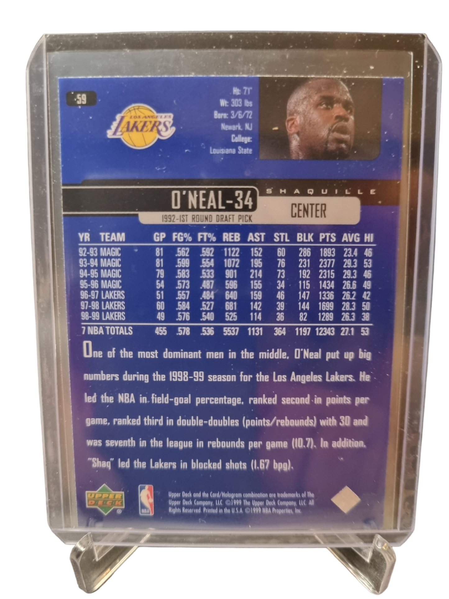 1999 Upper Deck #59 Shaquille O'Neal