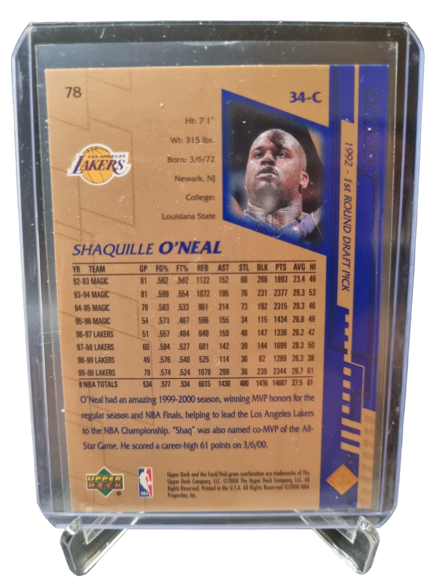 2000 Upper Deck #78 Shaquille O'Neal