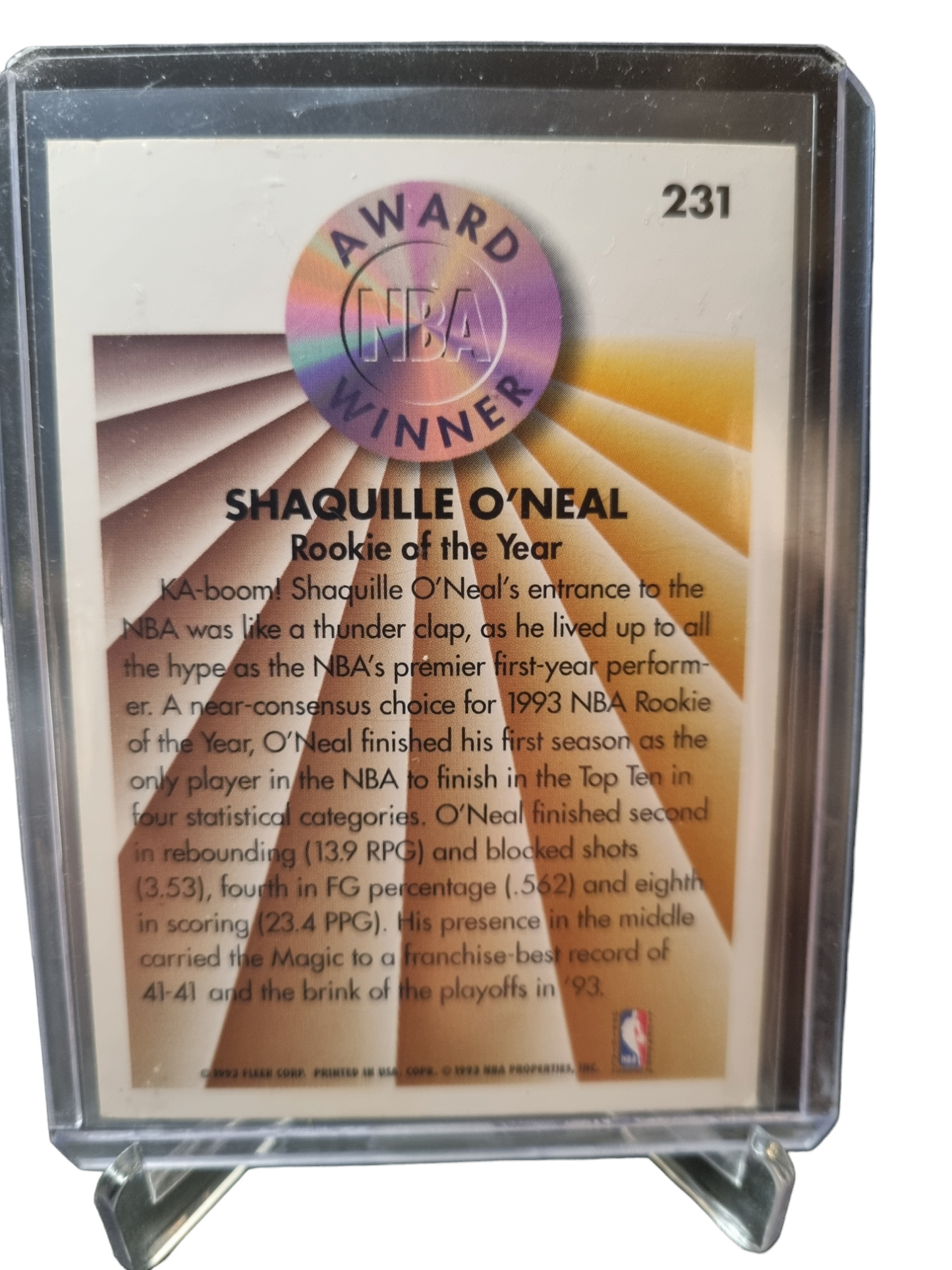 1993-94 Flair #231 Shaquille O'Neal Rookie Of The Year