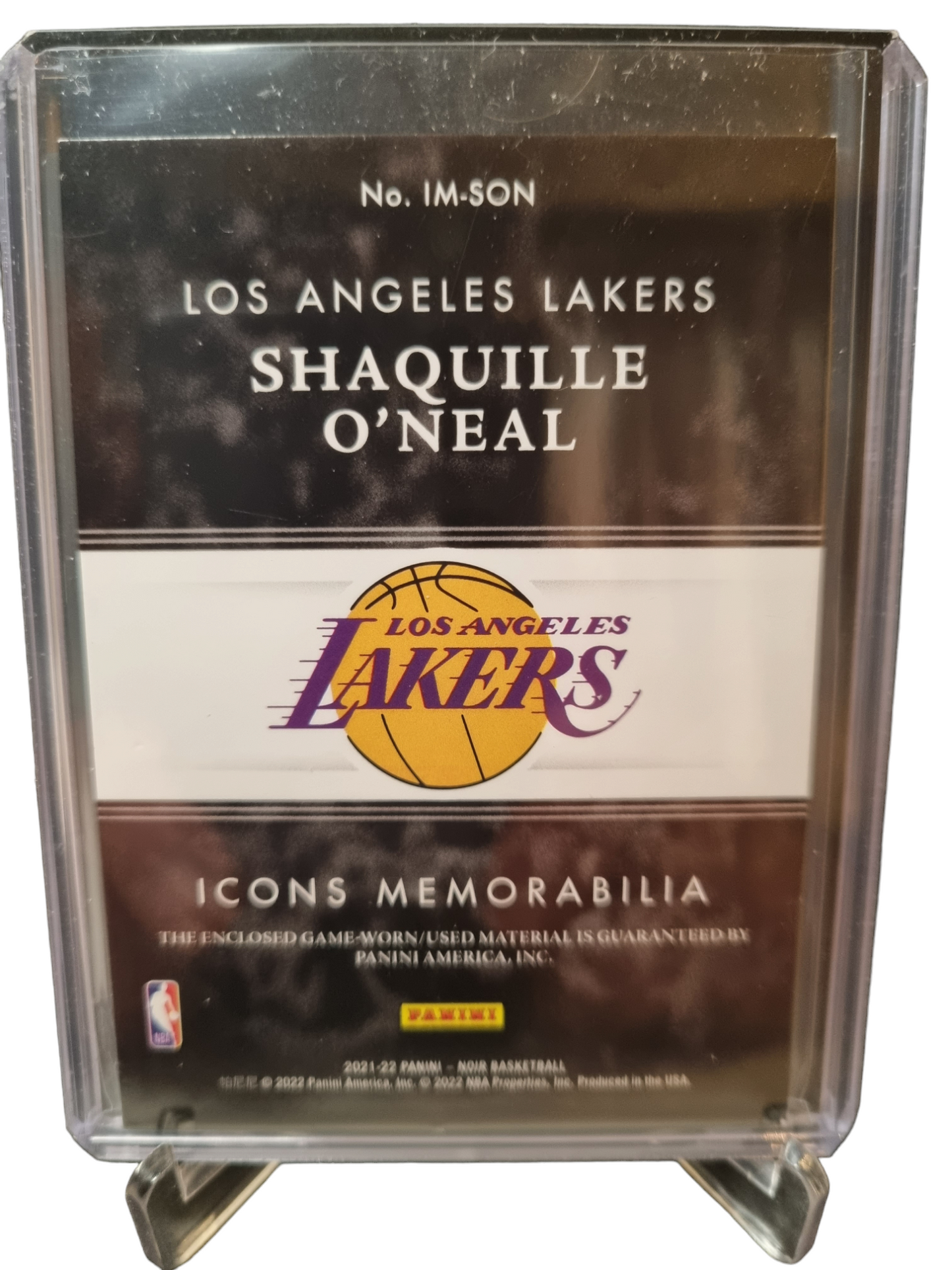 2021-22 Panini Noir #IM-SON Shaquille O'Neal Icons Game Worn Patch 61/75