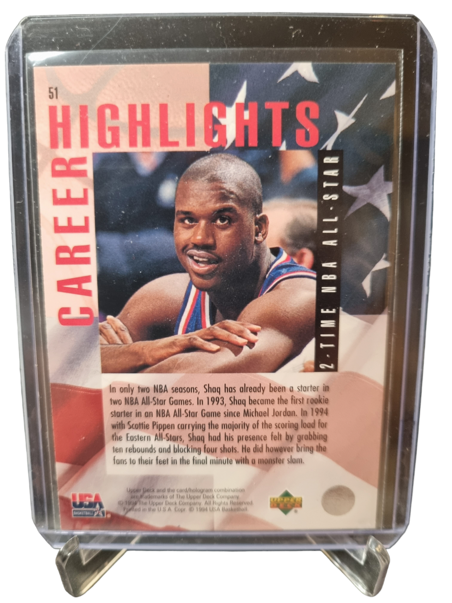 1994 Upper Deck #51 Shaquille O'Neal Upper Deck Gold Medal Career Highlights