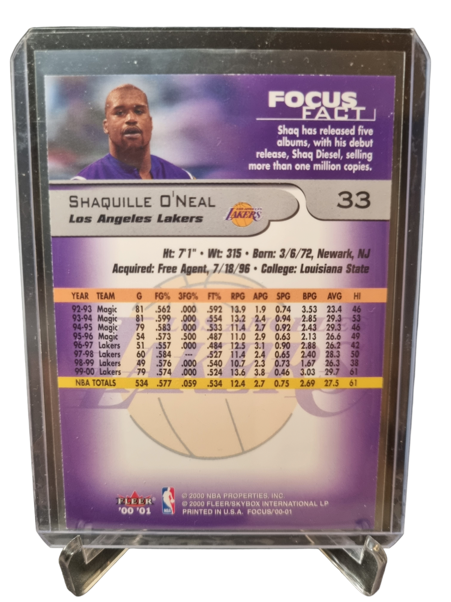 2000 Fleer Focus #33 Shaquille O'Neal