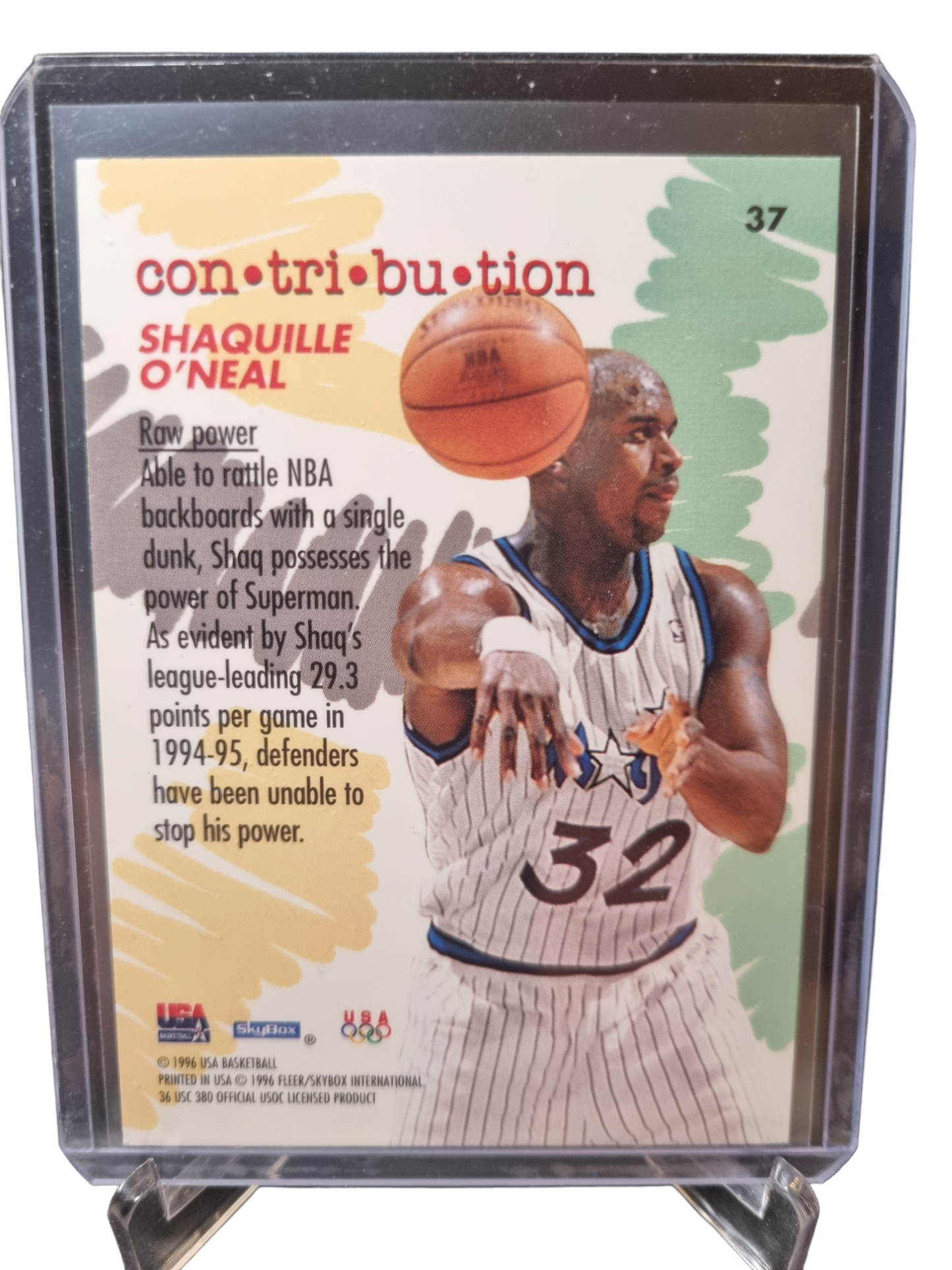 1996 Skybox #37 Shaquille O'Neal USA Contribution