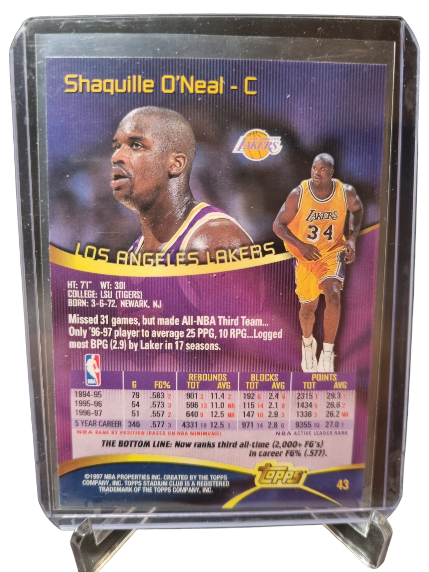 1997 Topps Stadium Club #43 Shaquille O'Neal