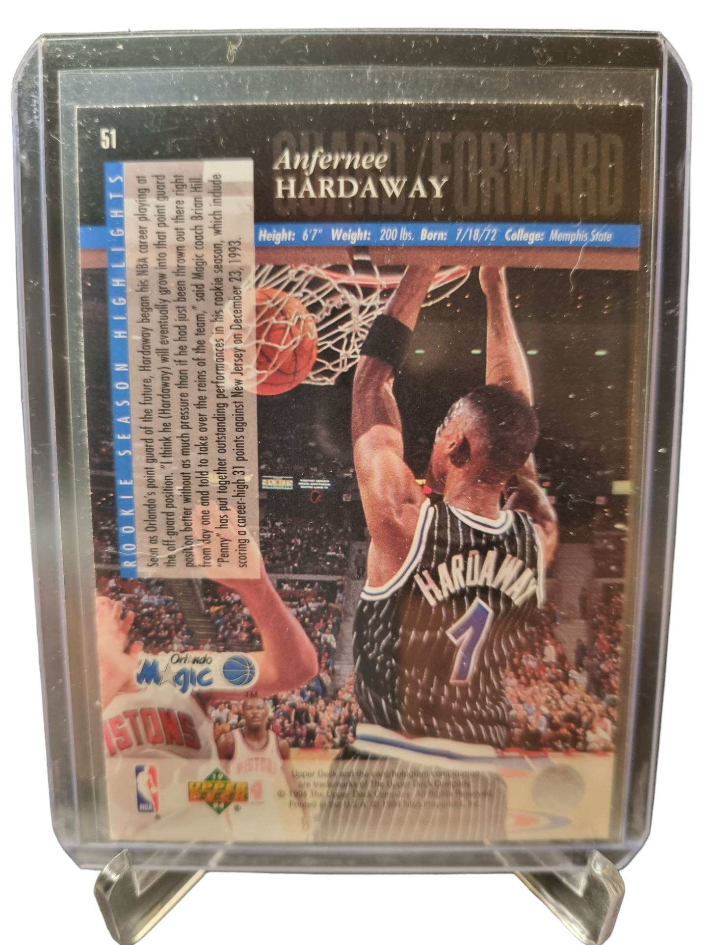 1994 Upper Deck #51 Anfernee Hardaway Electric Court