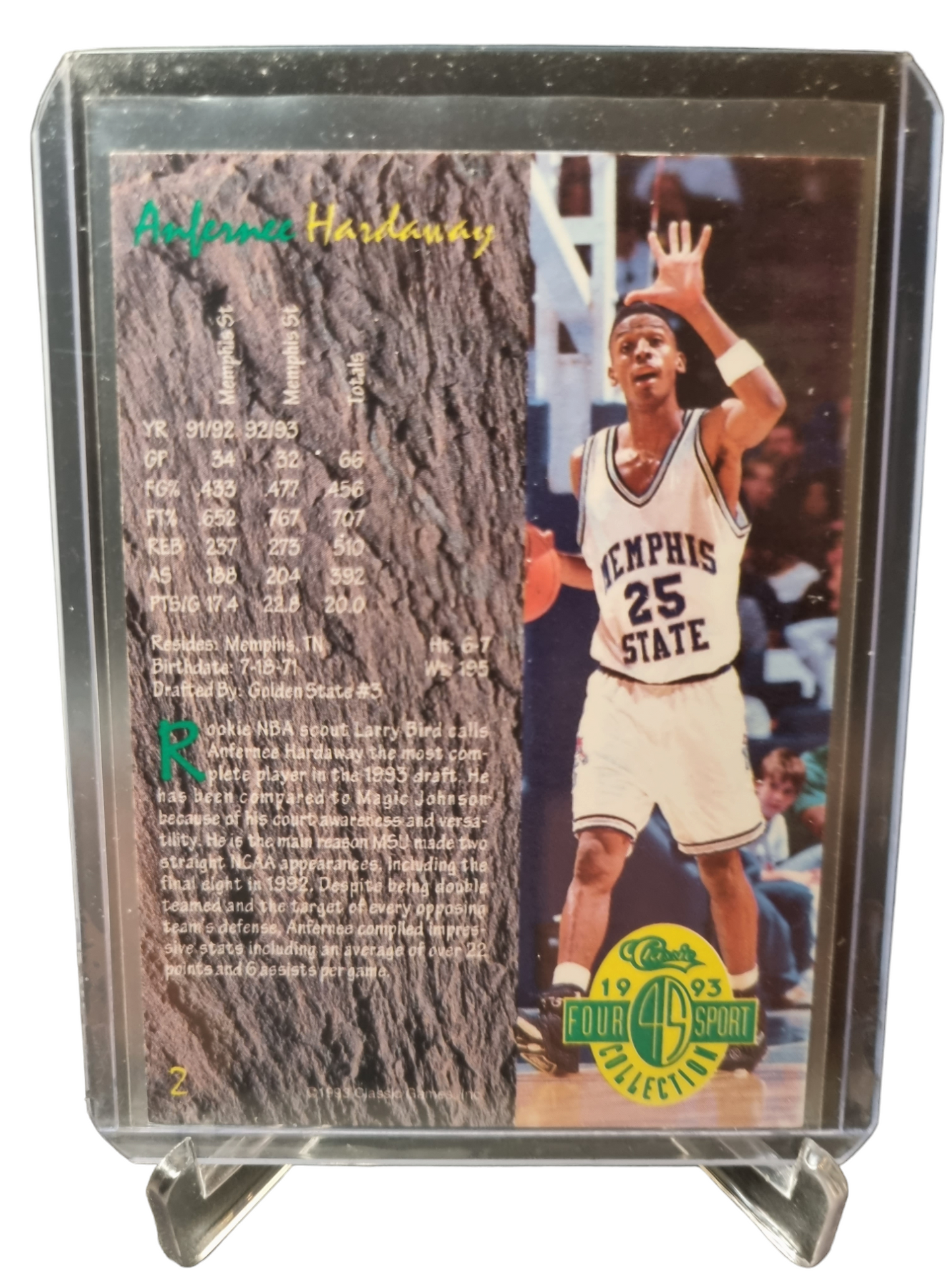 1993 Classic #2 Anfernee Hardaway Rookie Card Four Sport Collection