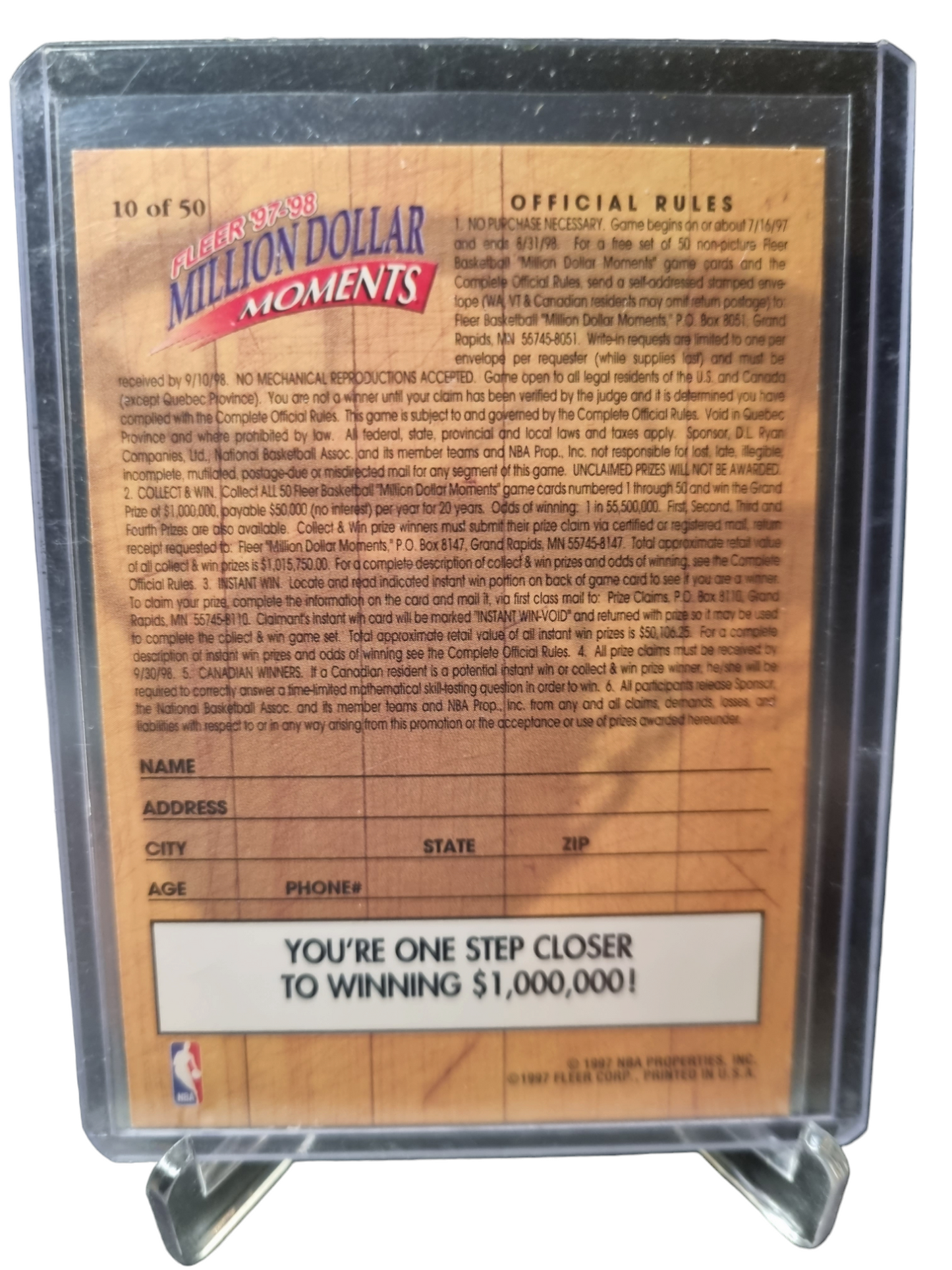 1997 Fleer #10 of 50 Anfernee Hardaway Million Dollar Moments