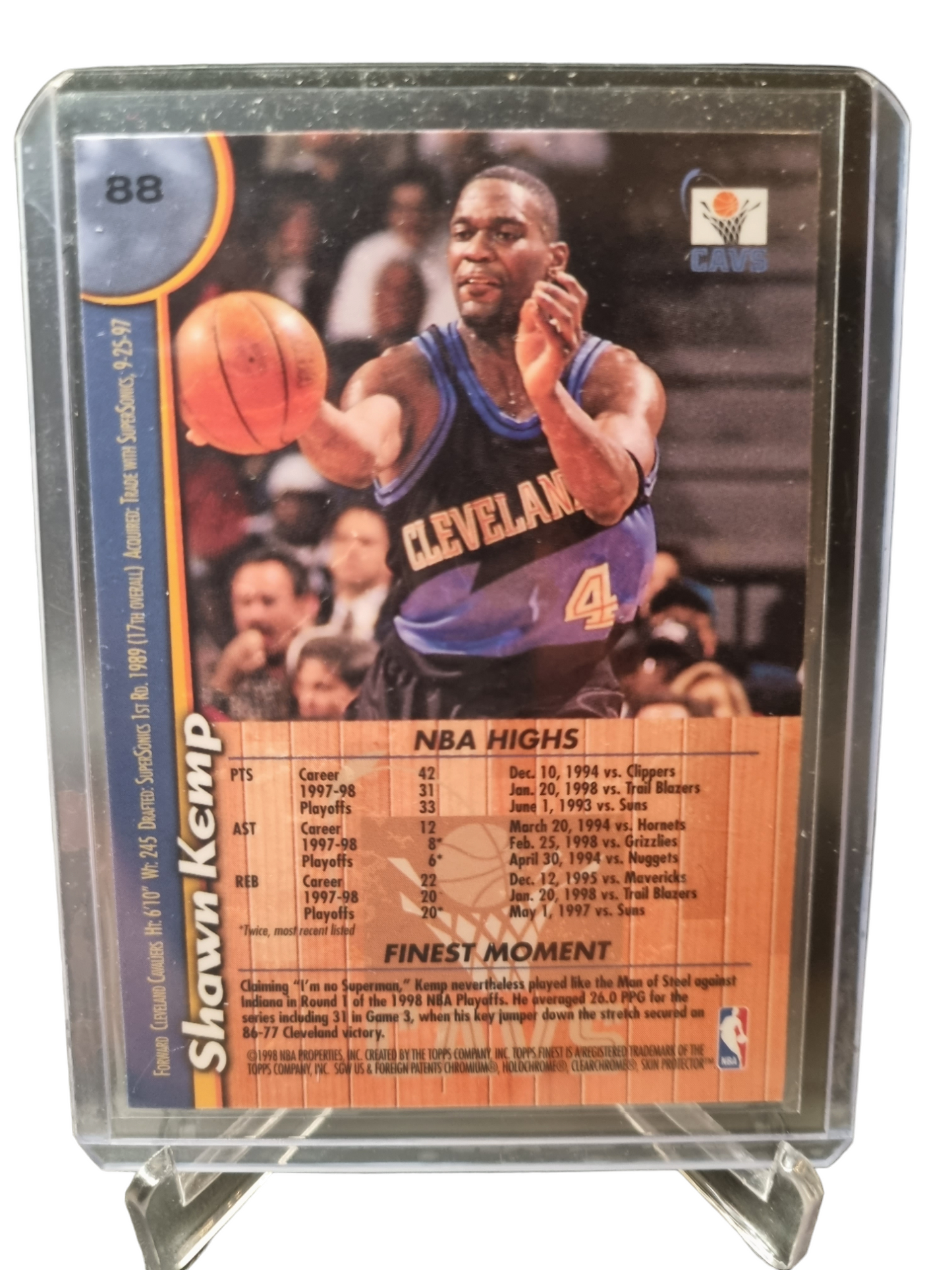 1998 Topps Finest #88 Shawn Kemp with Protective Coating