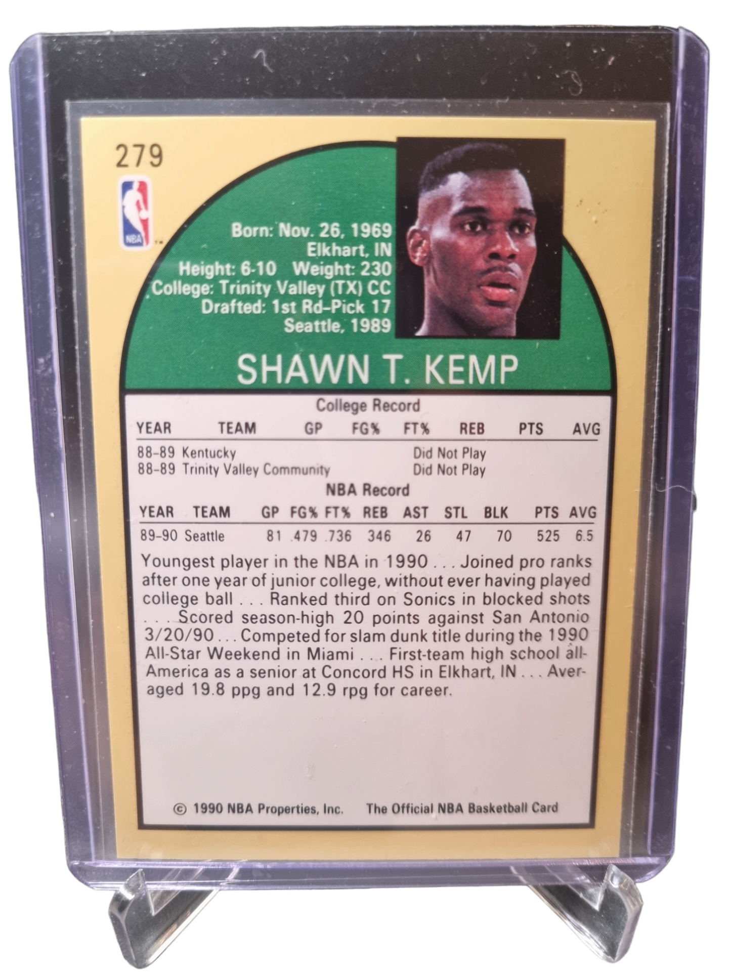 1990 Hoops #279 Shawn Kemp Rookie Card