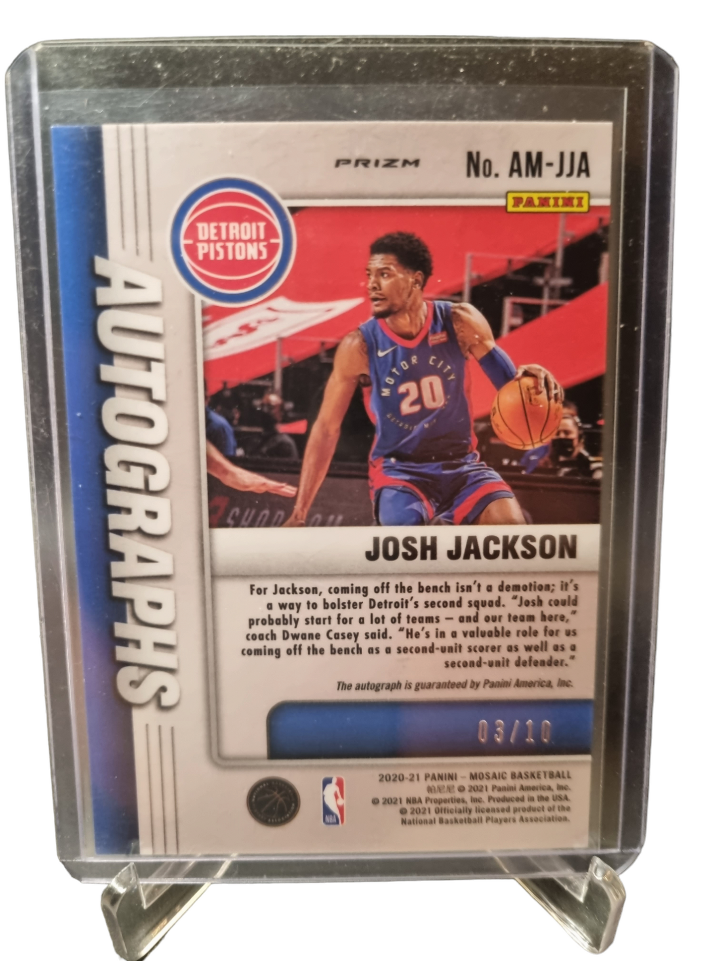 2020-21 Panini Mosaic #AM-JJA Josh Jackson Autograph Gold Mosaic 03/10