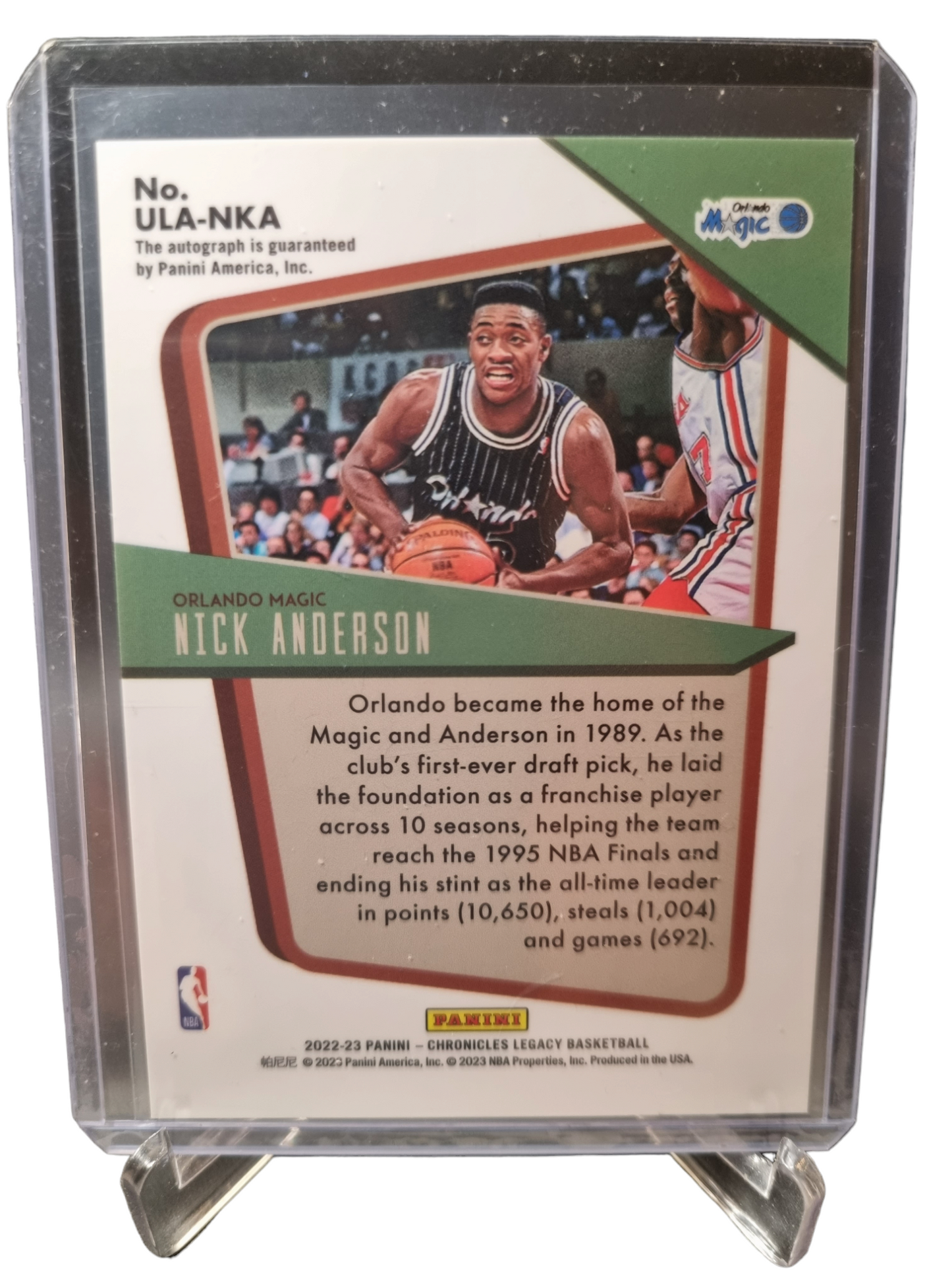 2022-23 Panini Chronicles Legacy #ULA-NKA Nick Anderson Under The Lights Autograph