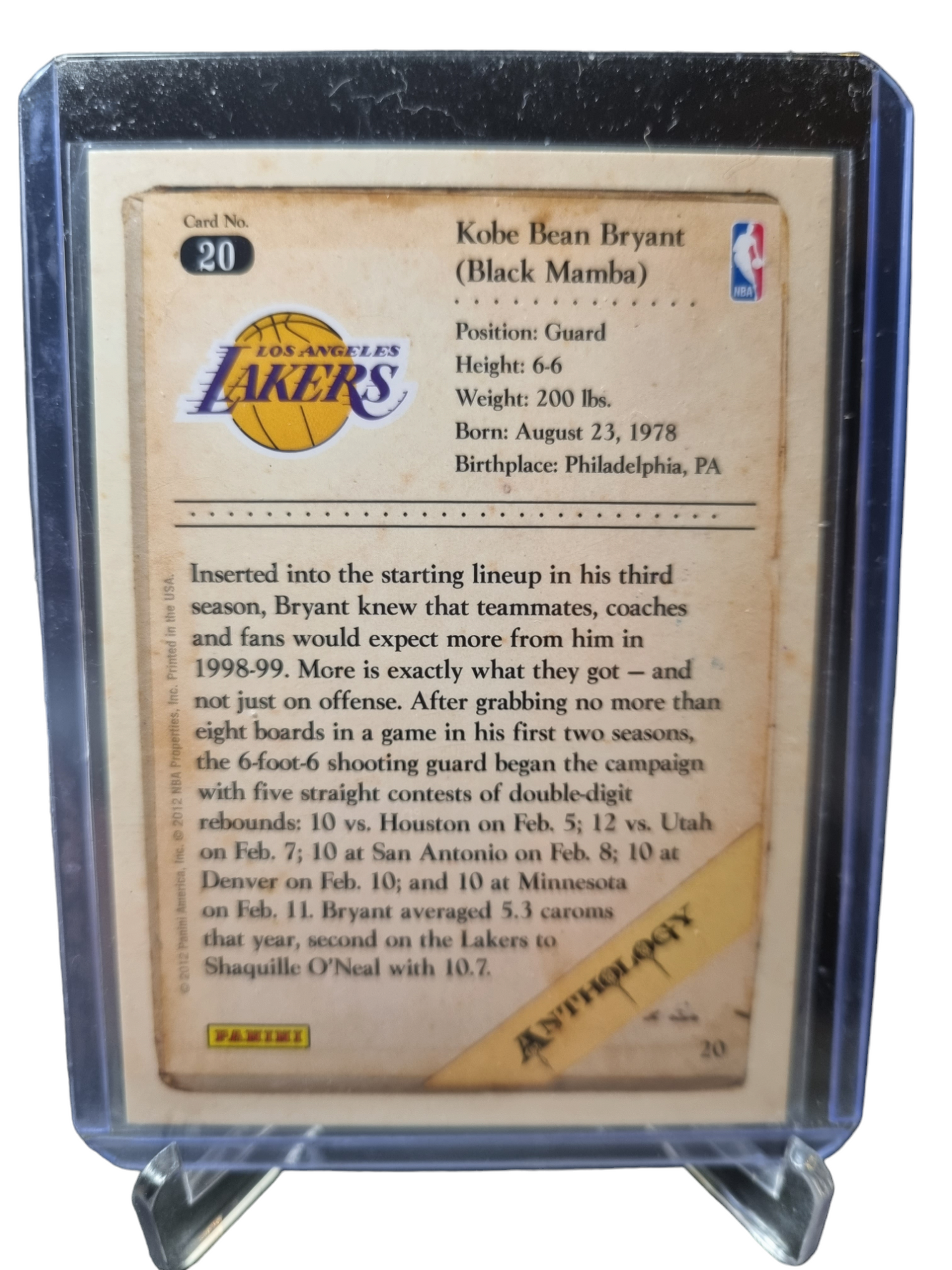 2012 Panini #20 Kobe Bryant Anthology