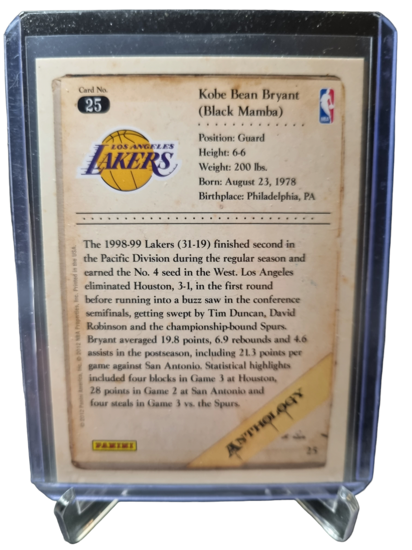 2012 Panini #25 Kobe Bryant Anthology