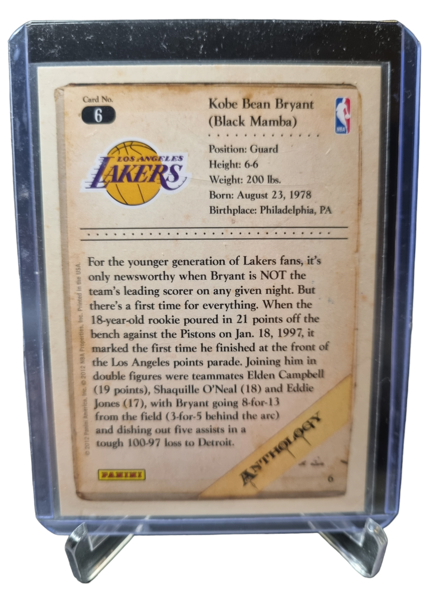 2012 Panini #6 Kobe Bryant Anthology