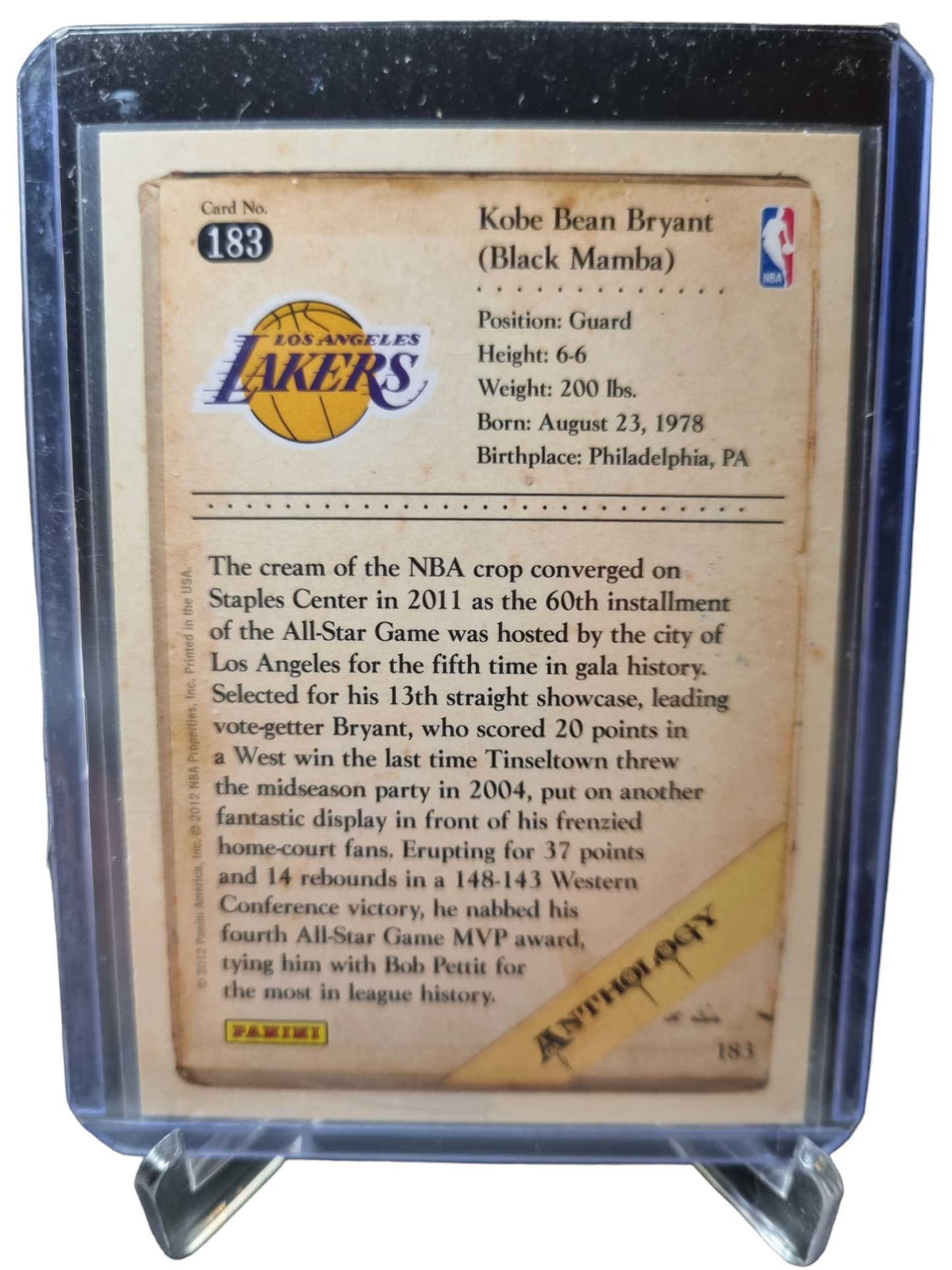 2012 Panini #183 Kobe Bryant Anthology