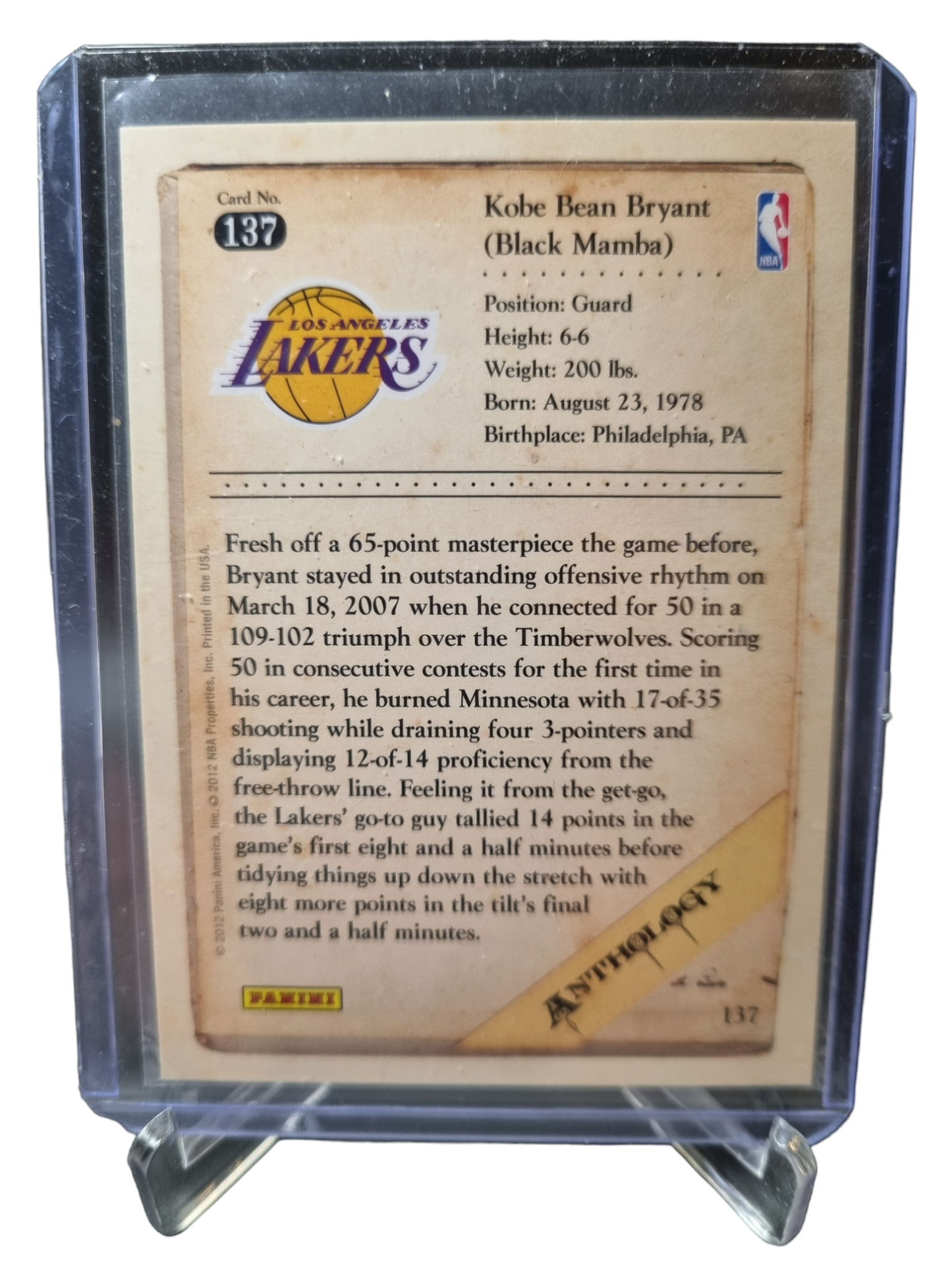 2012 Panini #137 Kobe Bryant Anthology