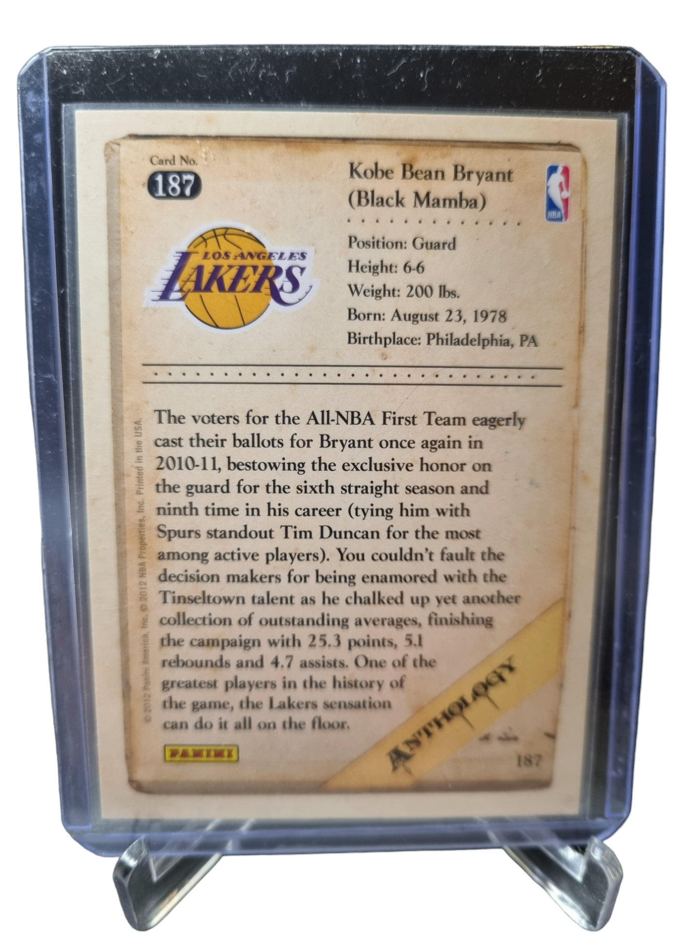 2012 Panini #187 Kobe Bryant Anthology