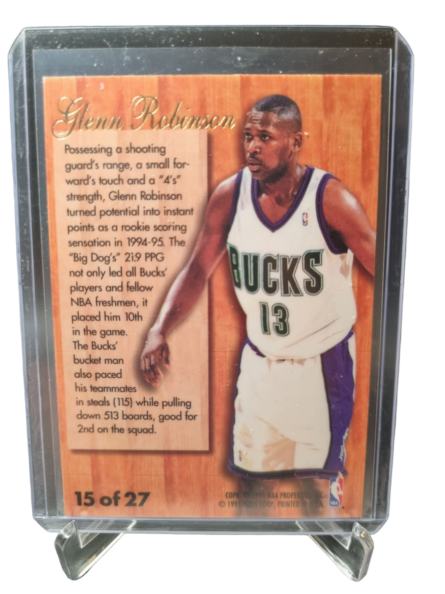 1995 Fleer #15 of 27 Glenn Robinson Hardwood Leader