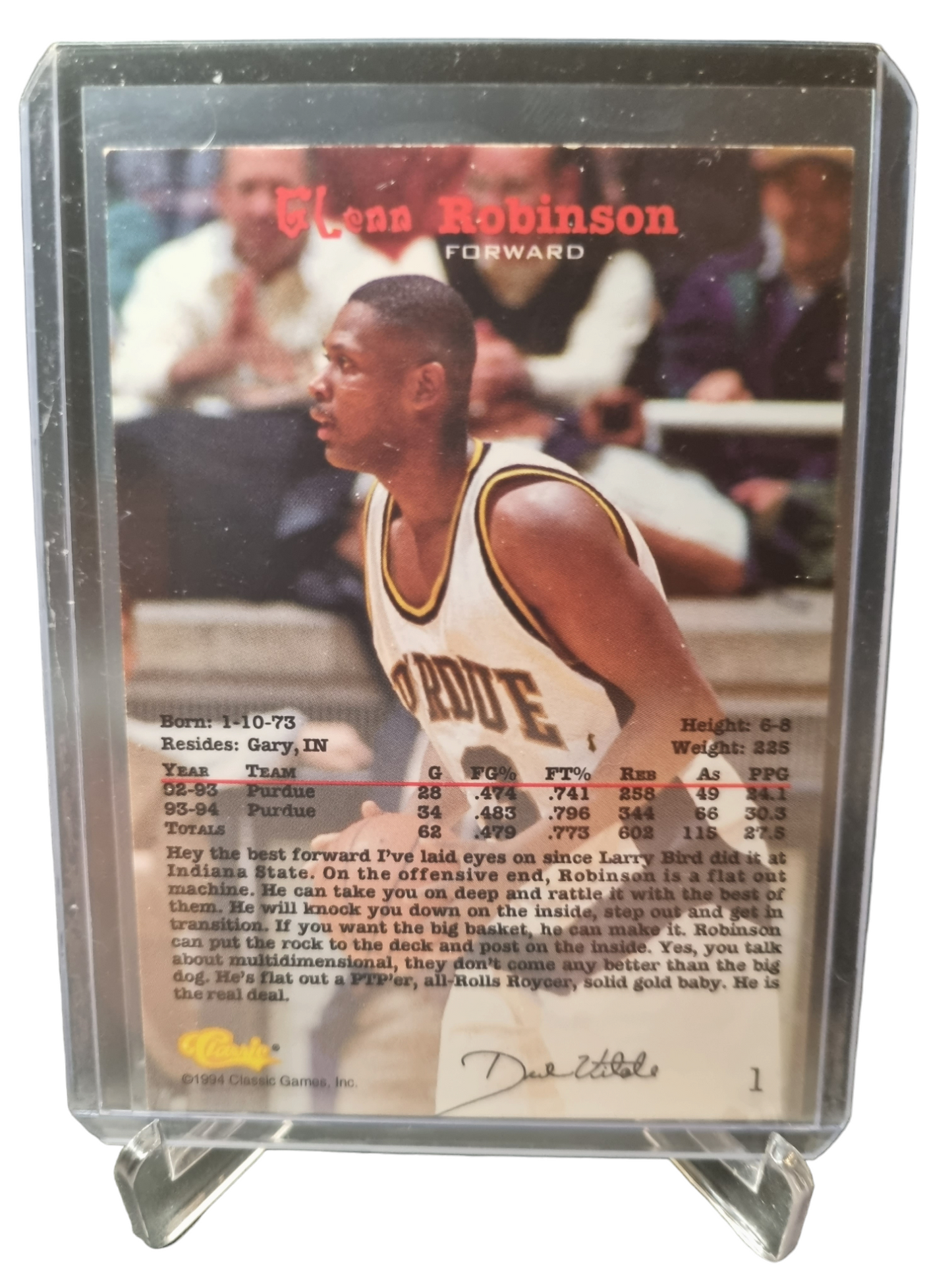 1994 Classic #1 Glenn Robinson Rookie Card