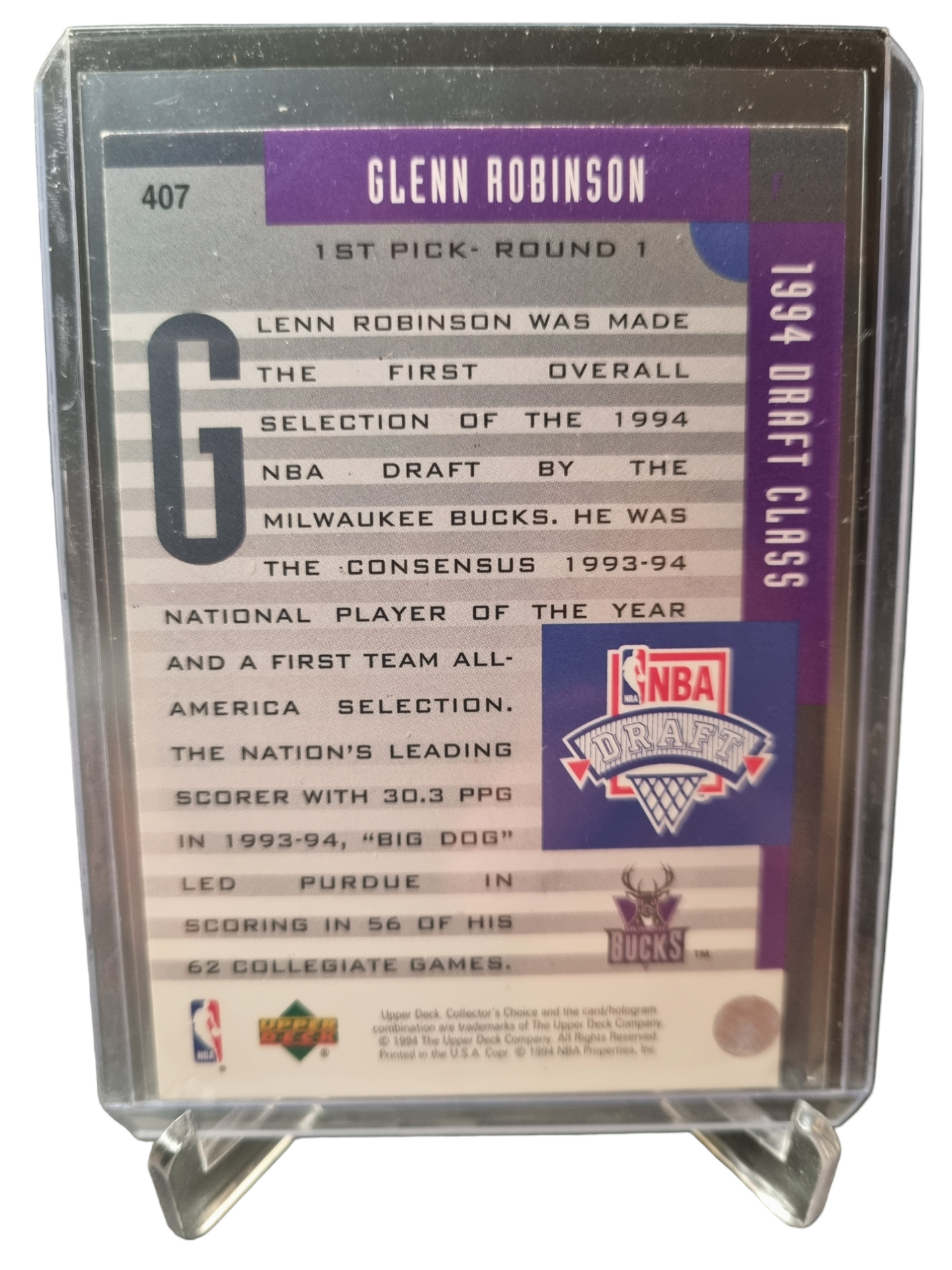 1994 Upper Deck #407 Glenn Robinson Rookie Card 1994 Draft Class