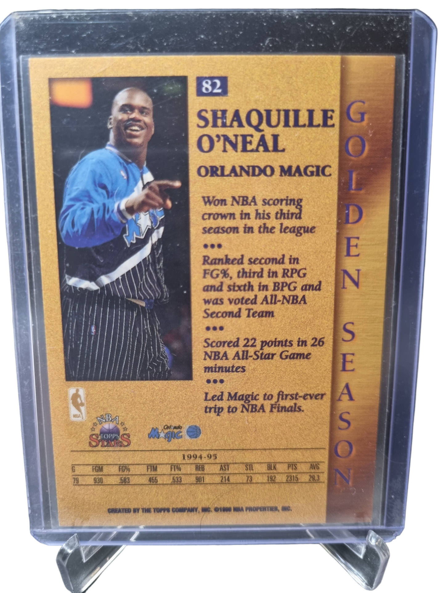 1996 Topps #82 Shaquille O'Neal Topps Stars Golden Season